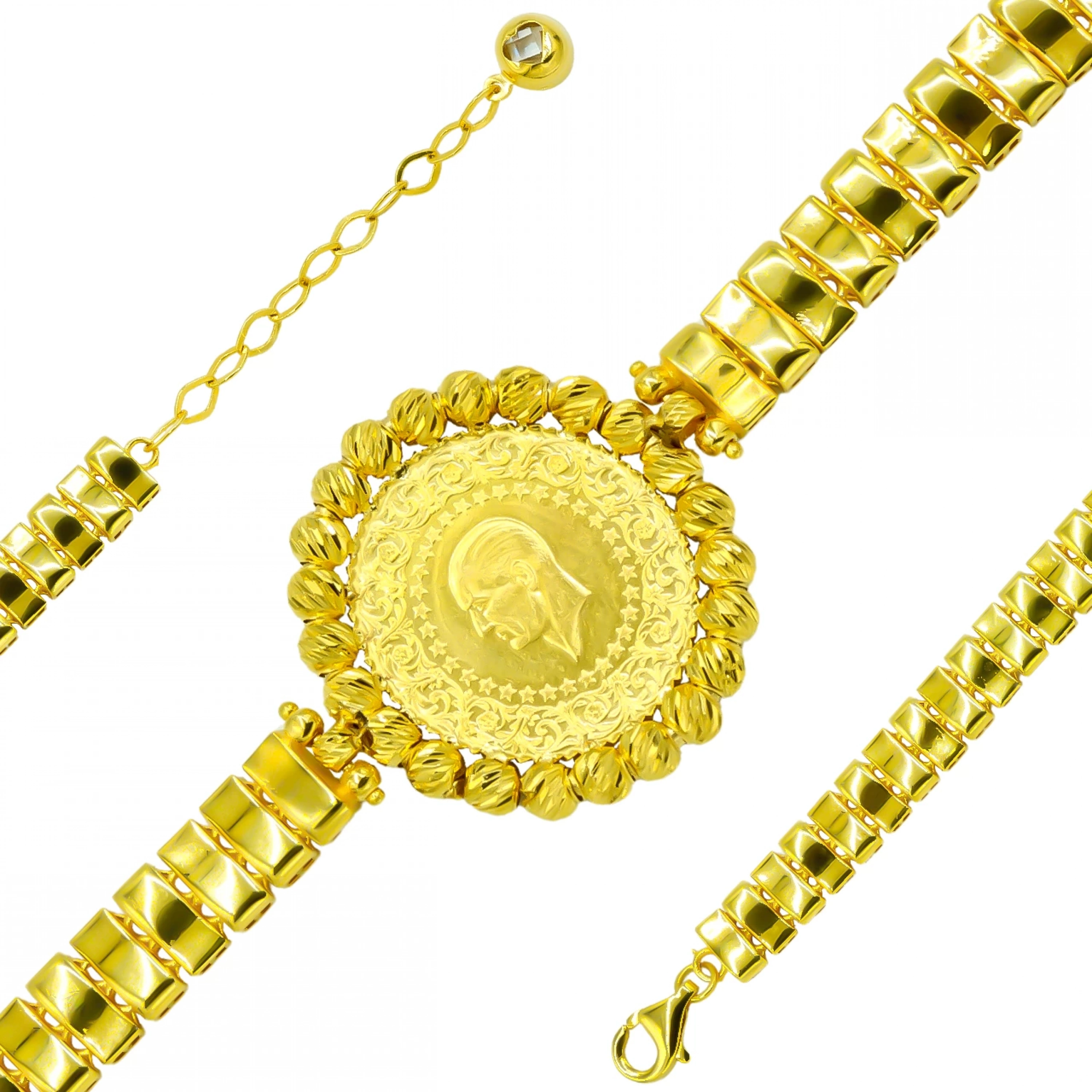 Sultan Model Çeyrekli 14 Ayar Altın Bileklik