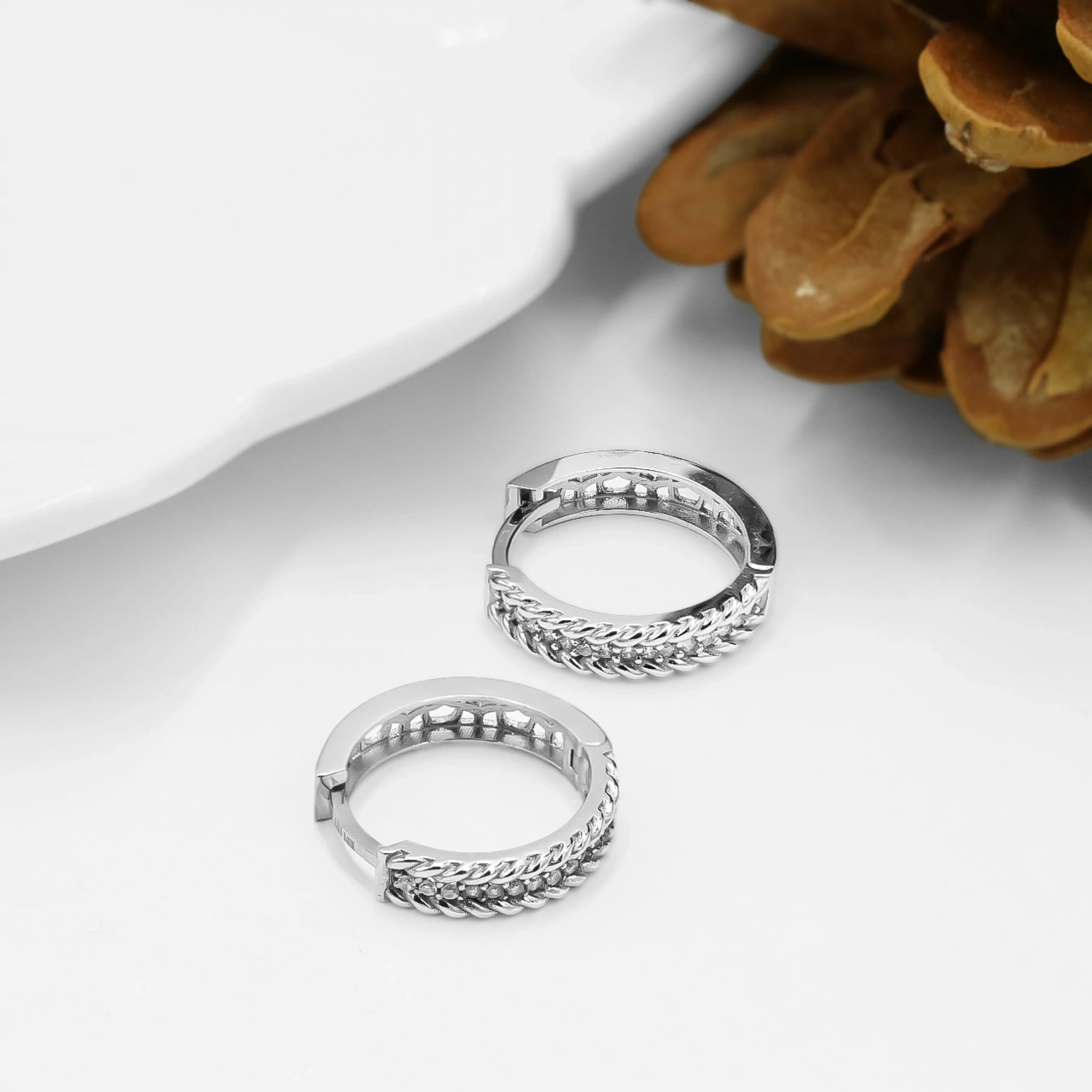 Örgü Tam Tur 14 Ayar Halka Altın Küpe