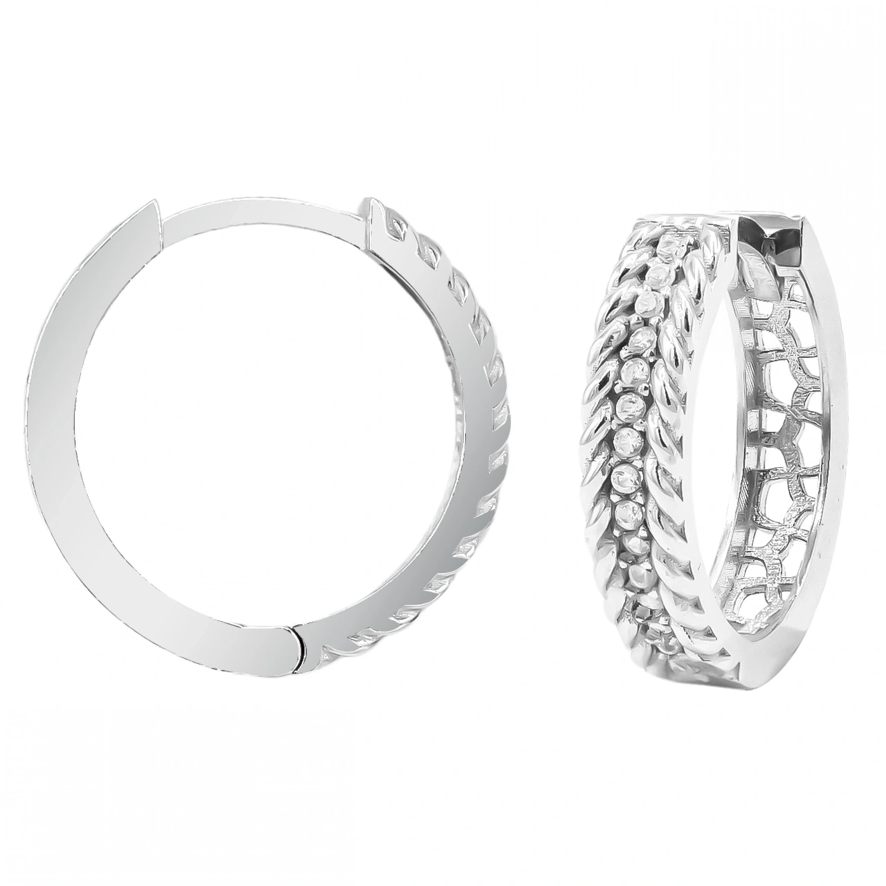 Örgü Tam Tur 14 Ayar Halka Altın Küpe