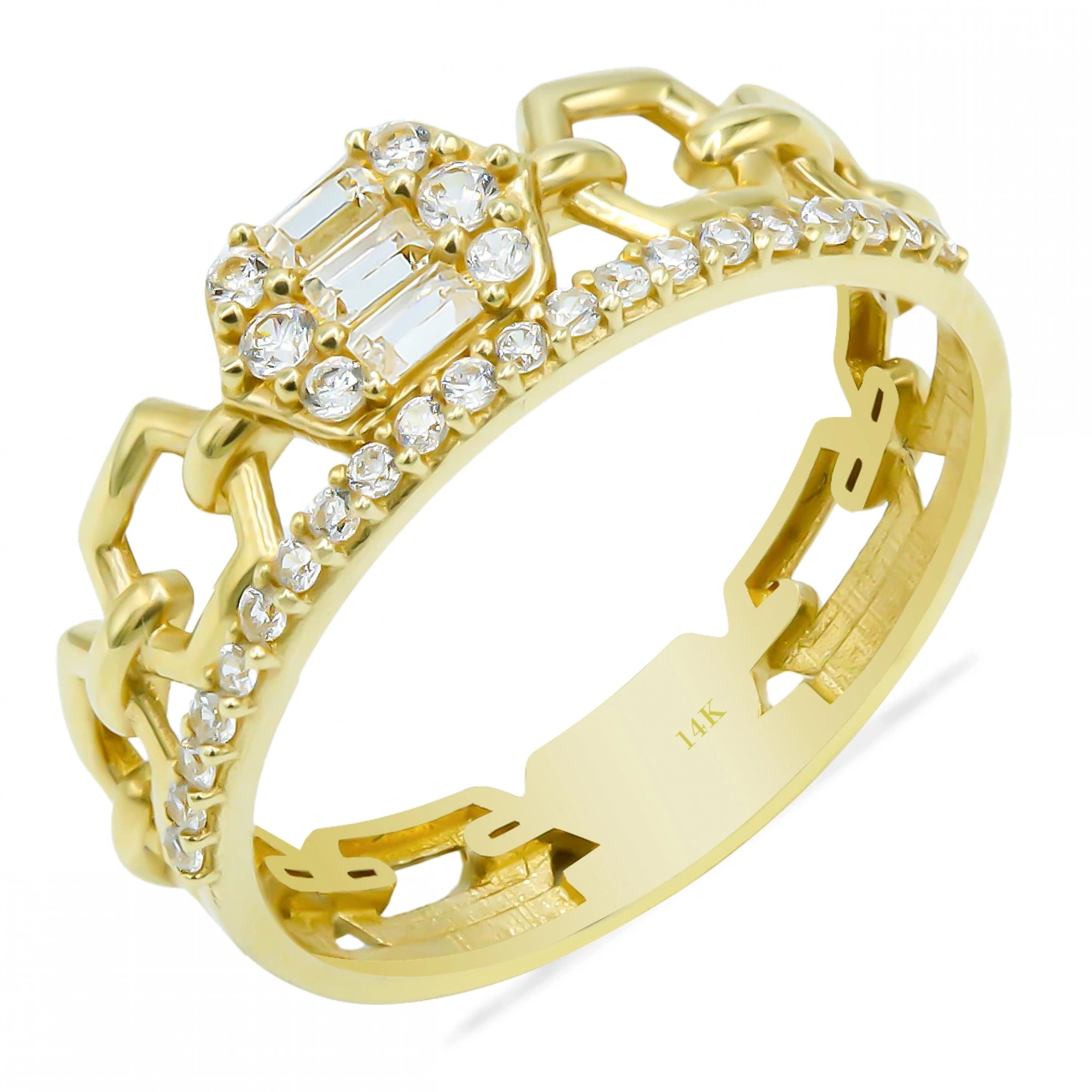 Tamtur Baget Desenli 14 Ayar Altın Yüzük