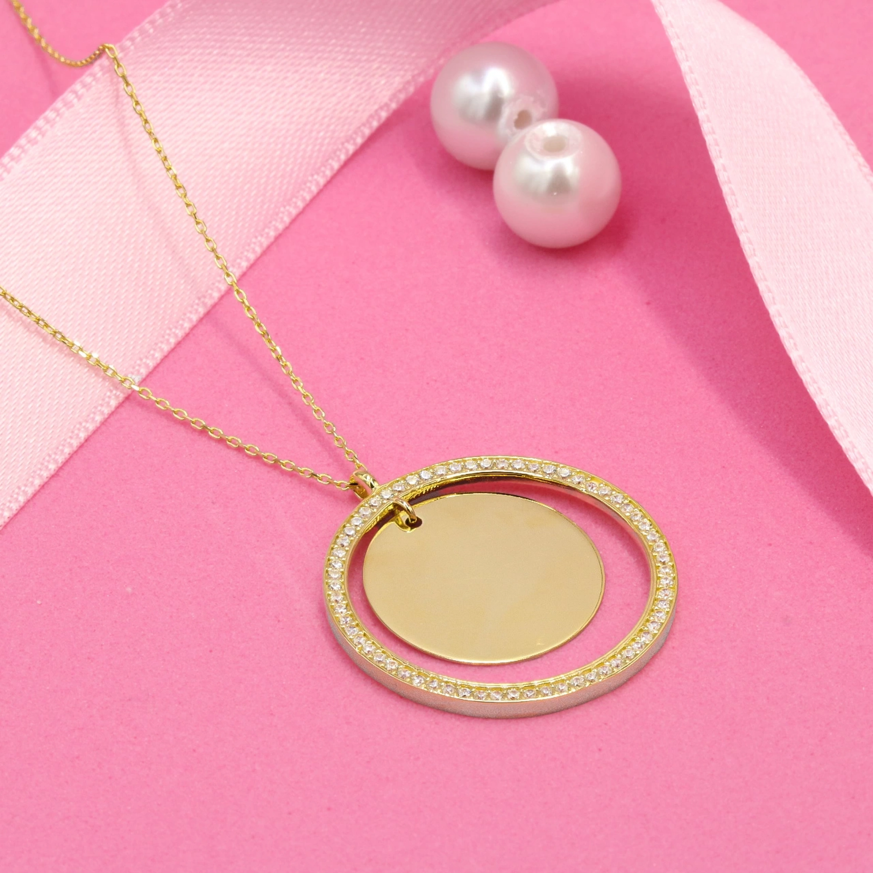 Taş Plakalı 8 Ayar Altın Kolye