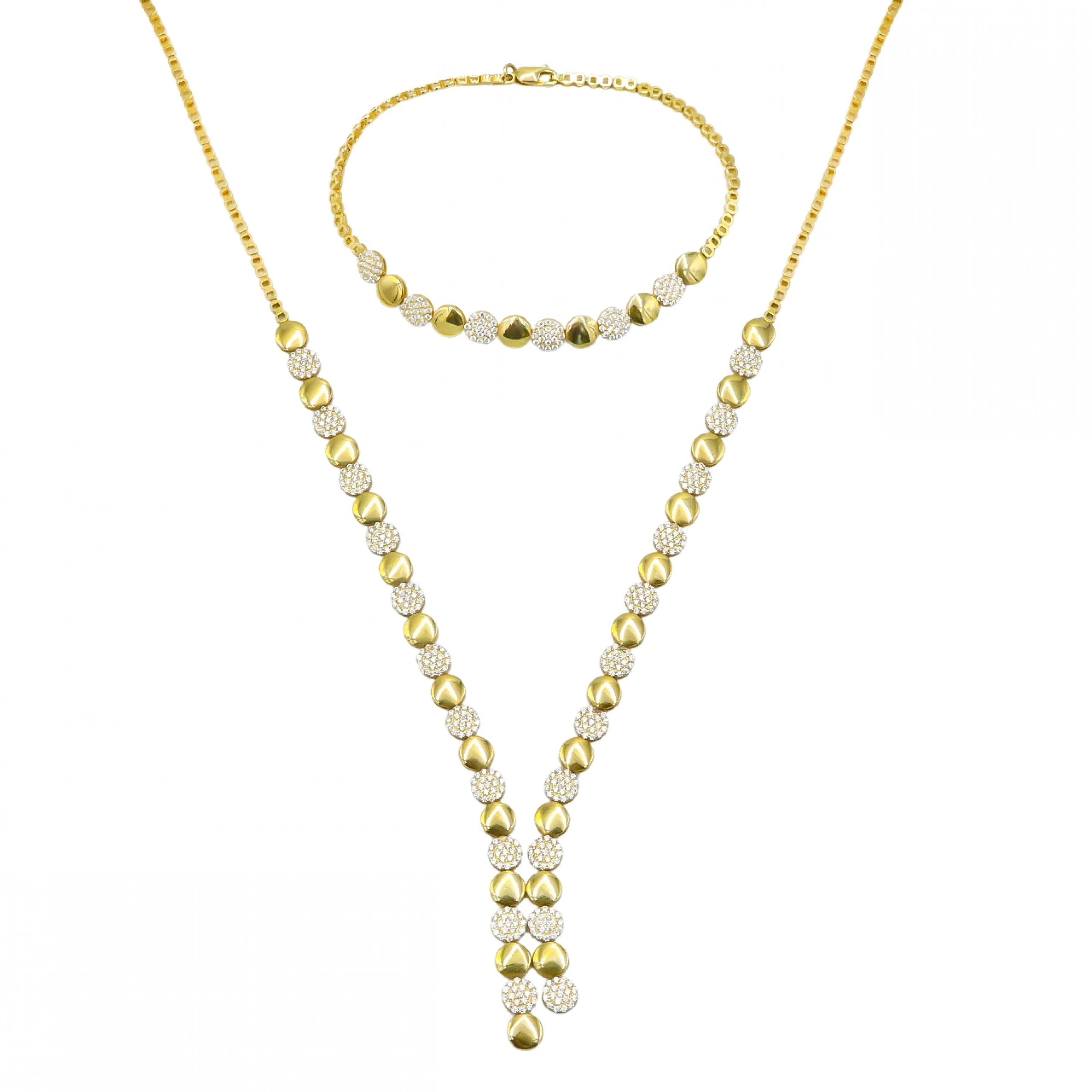 Taş Tasarımlı 14 Ayar İkili Altın Set