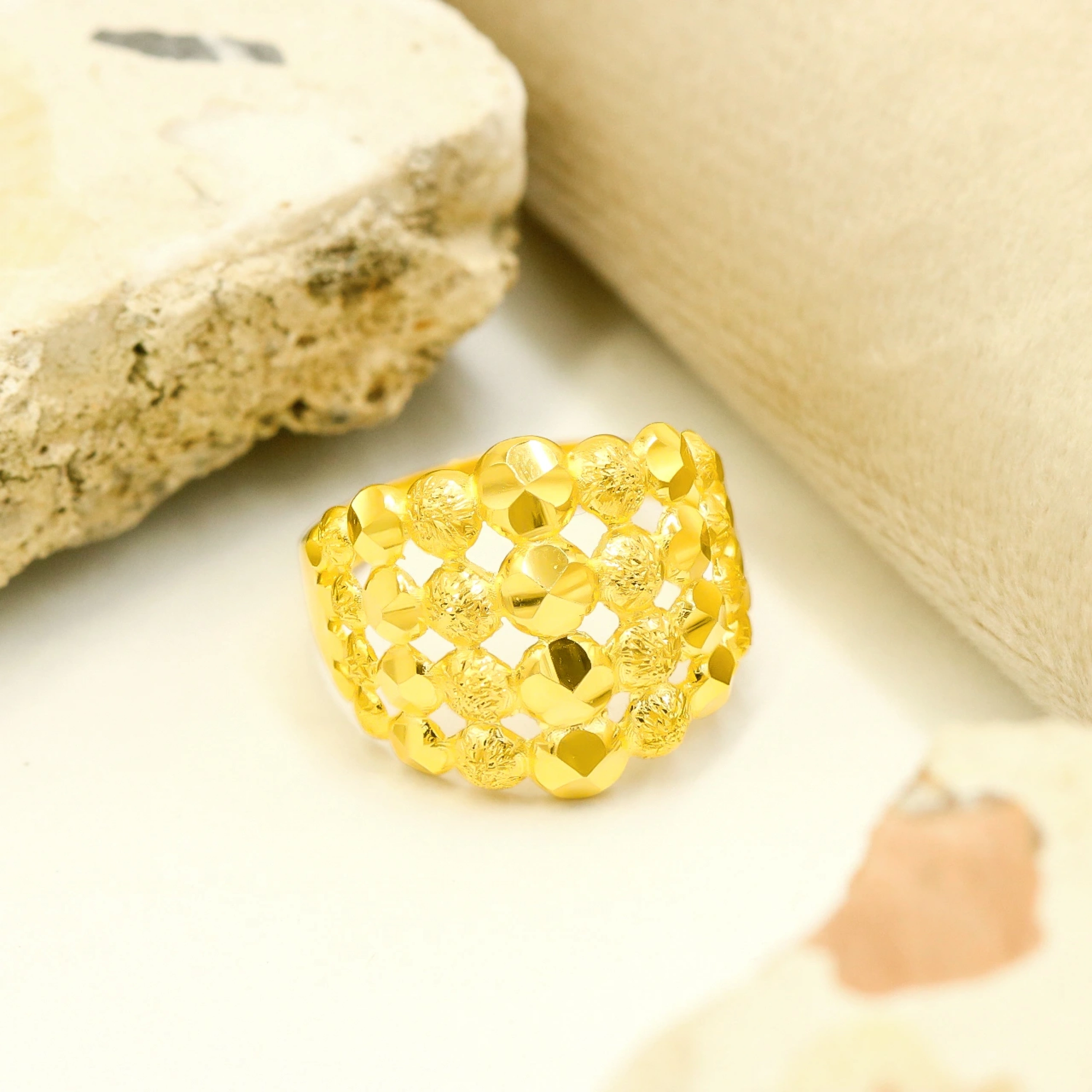 Yuvarlak 4 Sıra 14 Ayar Altın Yüzük