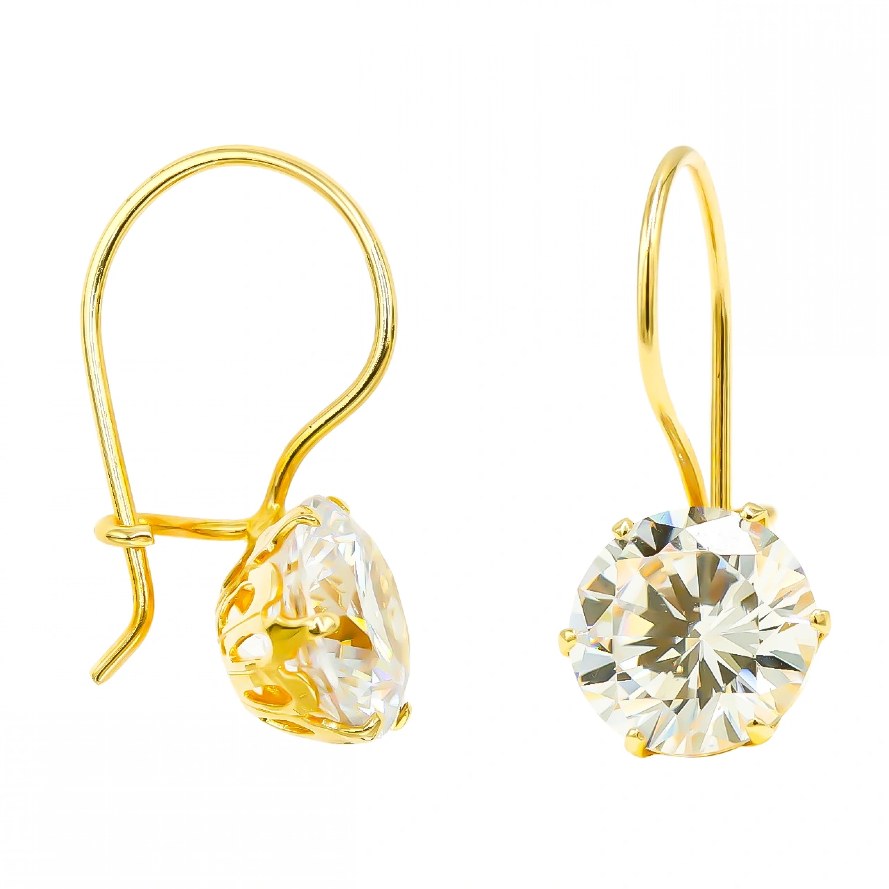 Taşlı 14 Ayar Sallantılı Altın Küpe