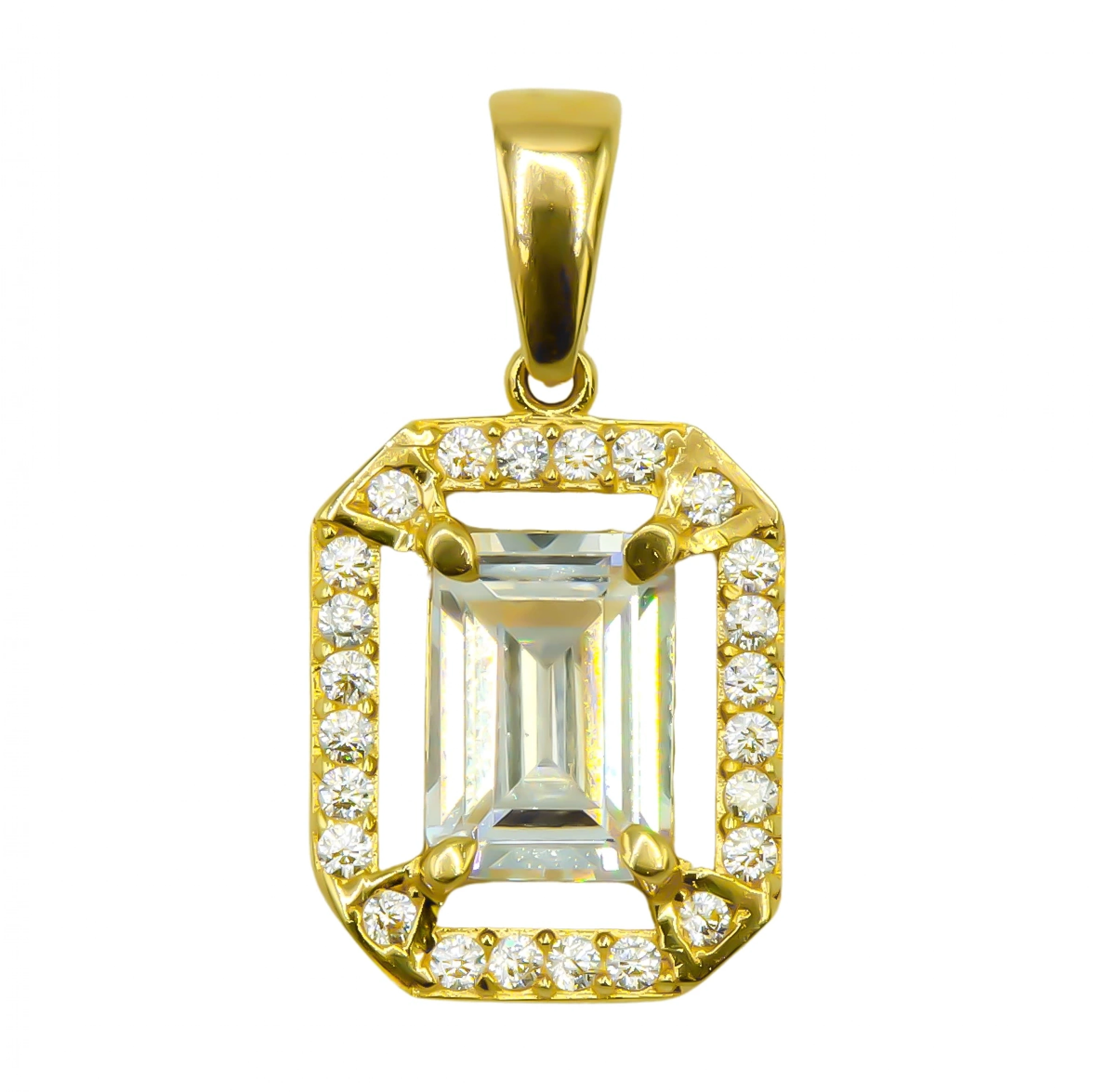 Taşlı Baget 8 Ayar Altın Kolye Ucu