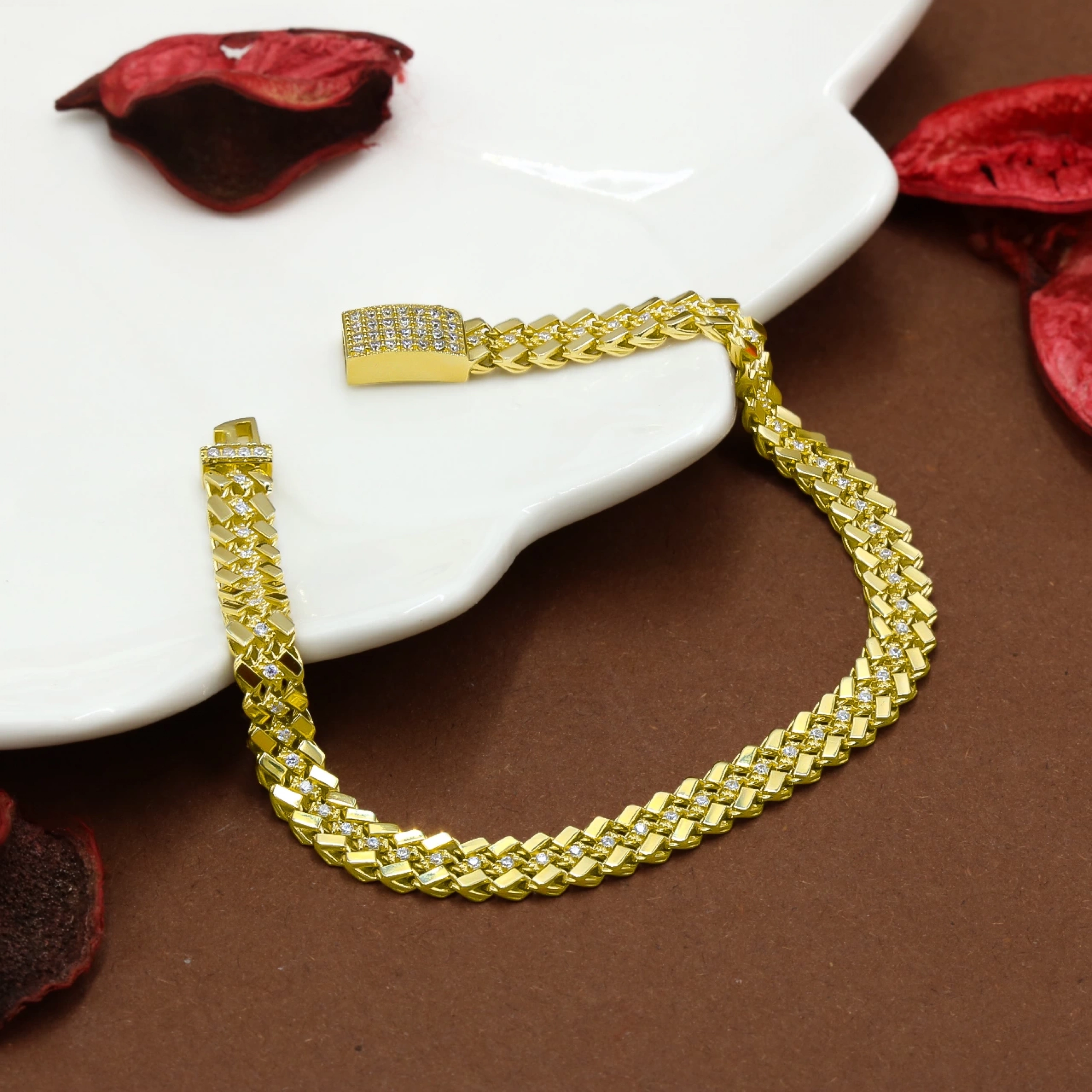 Taşlı Gurmet 14 Ayar Altın Bileklik