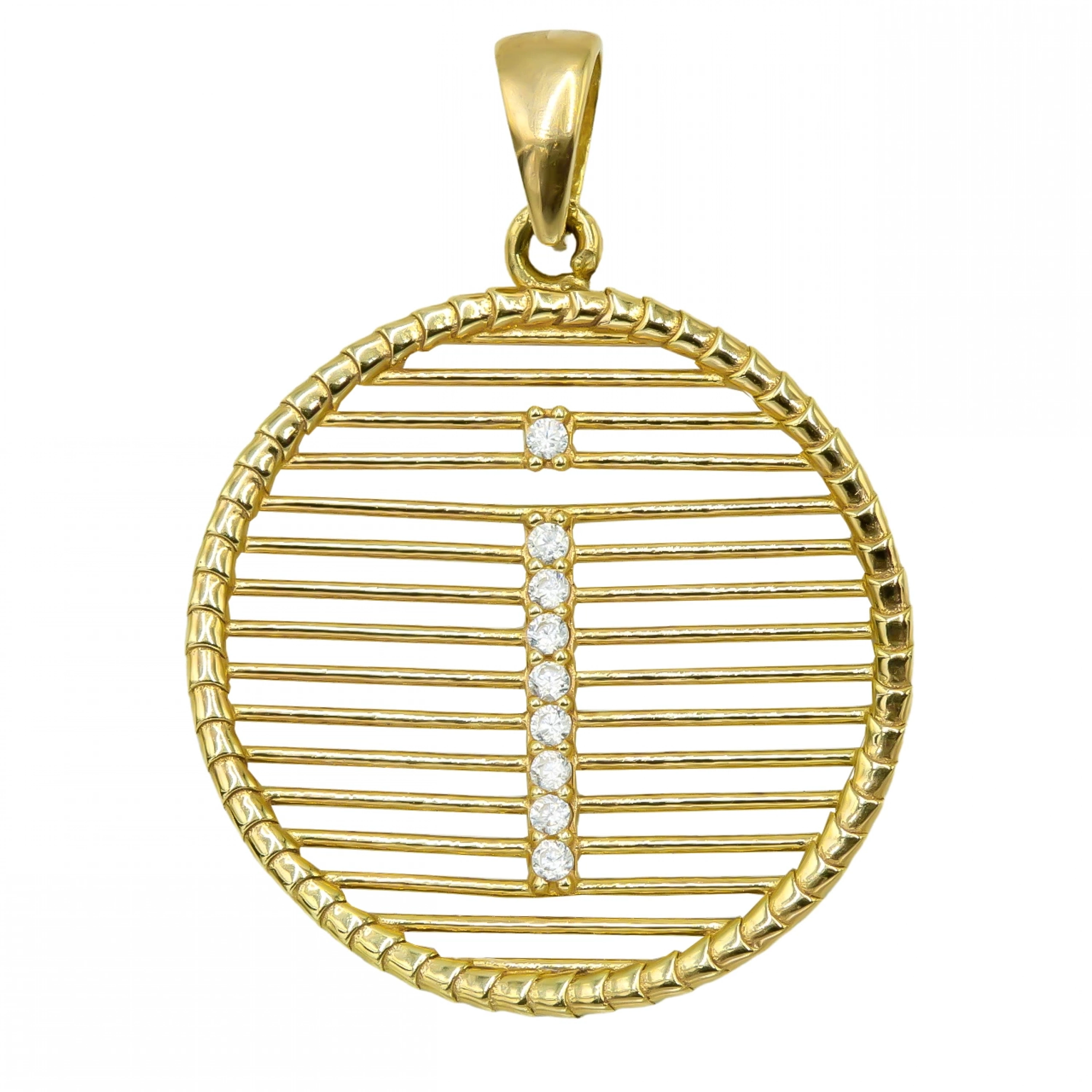 Taşlı İ Harfi 8 Ayar Kolye Ucu