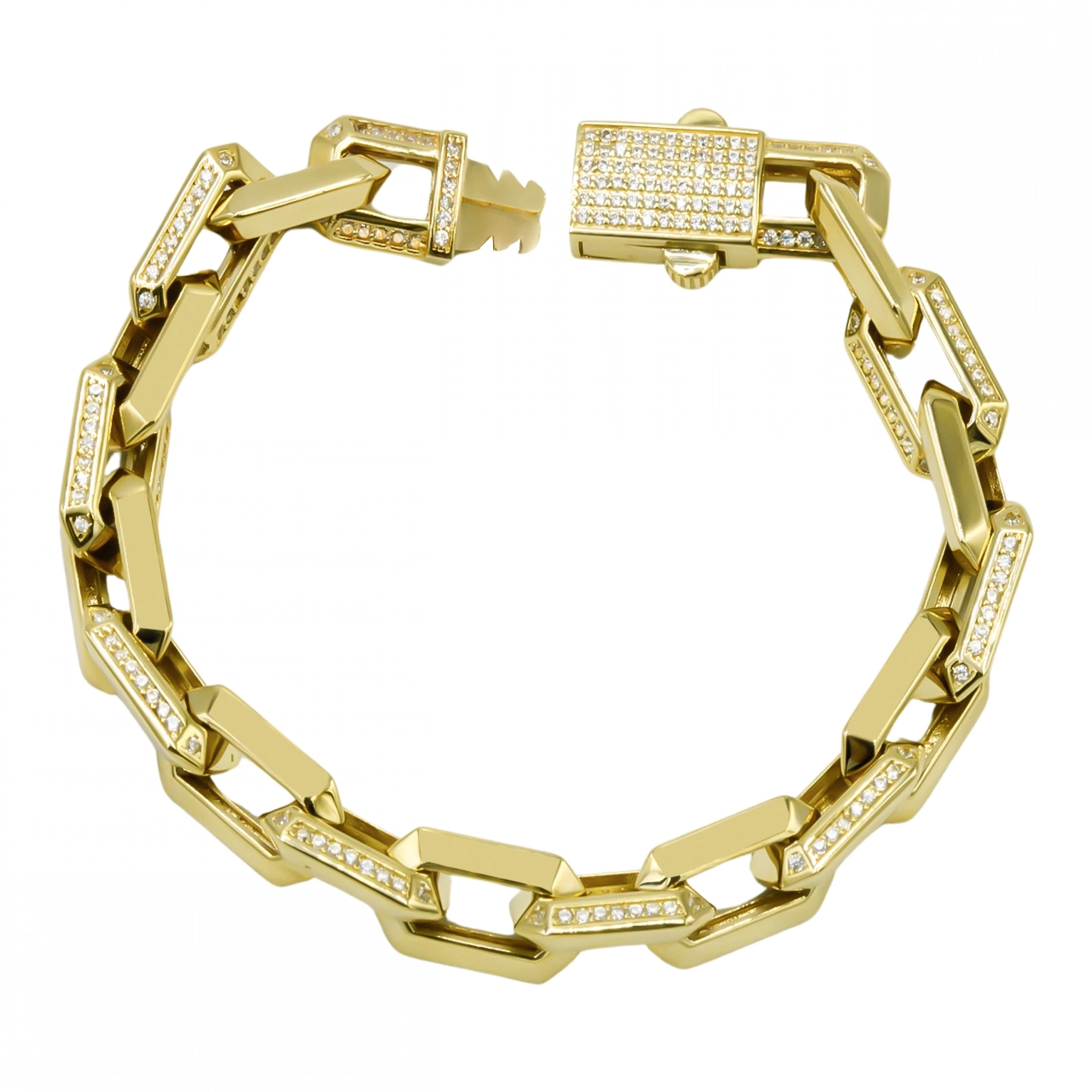 Taşlı İtalyan Gurmet 14 Ayar Altın Bileklik