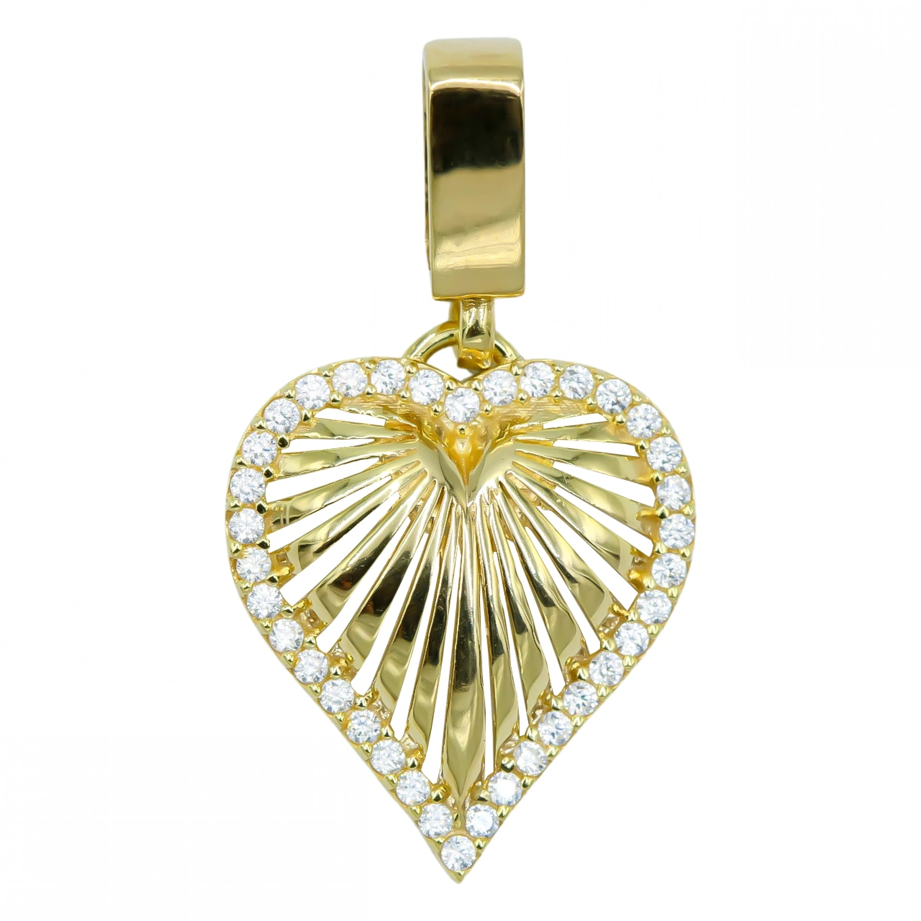 Taşlı Kalp 8 Ayar Altın Kolye Ucu