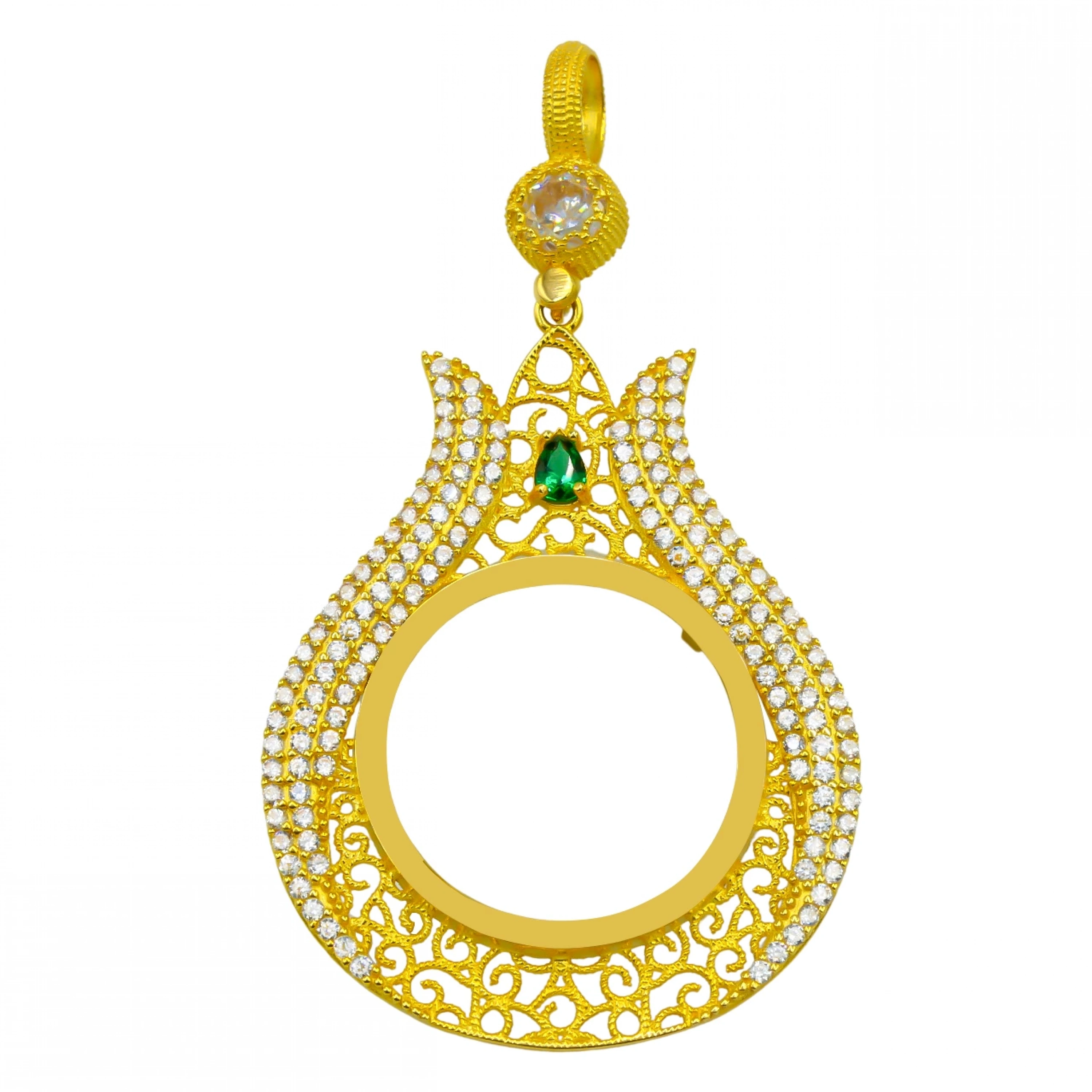 Taşlı Lale Model 14 Ayar Yarım Altın Çerçeve