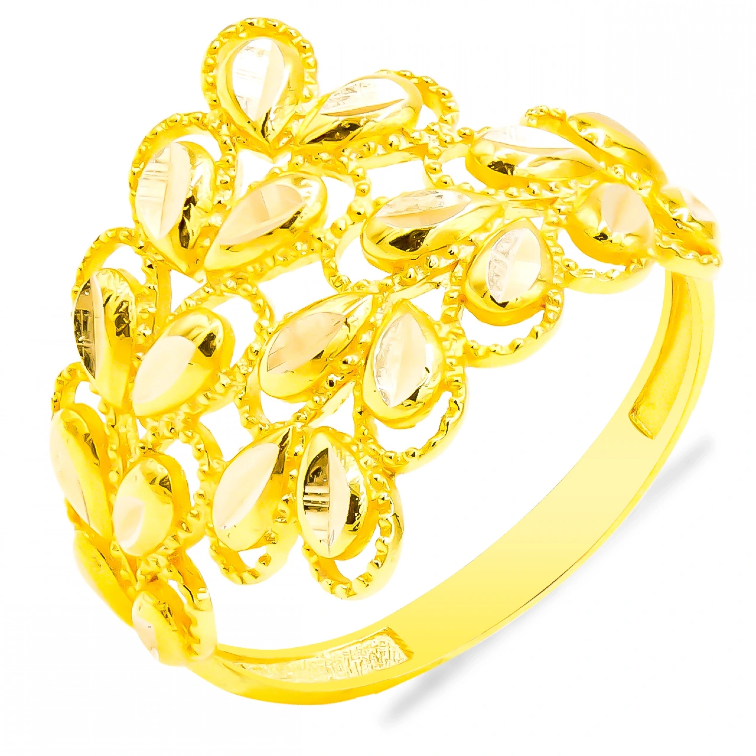 Yaprak Desen 14 Ayar Altın Yüzük