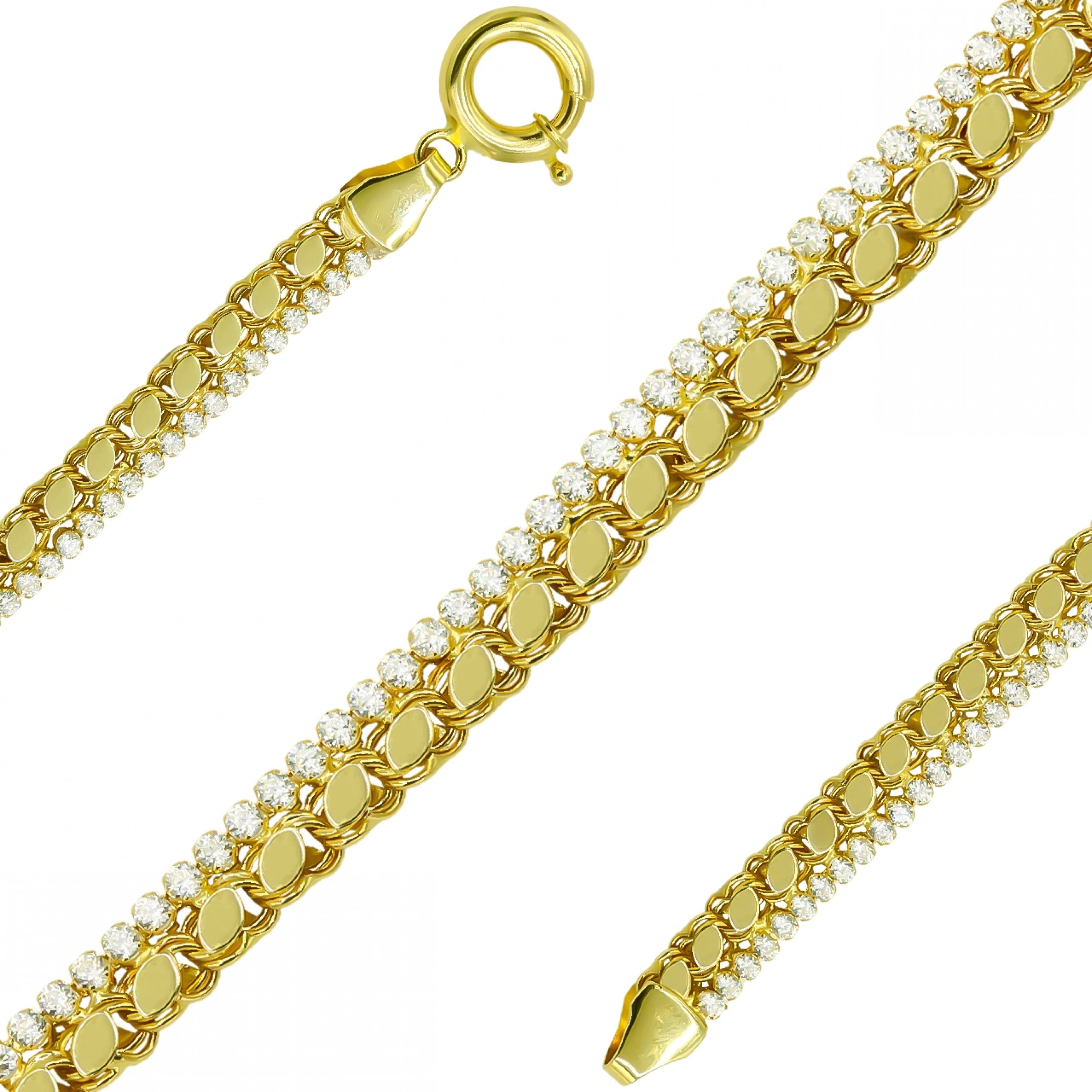 Taşlı Pullu 14 Ayar Altın Bileklik