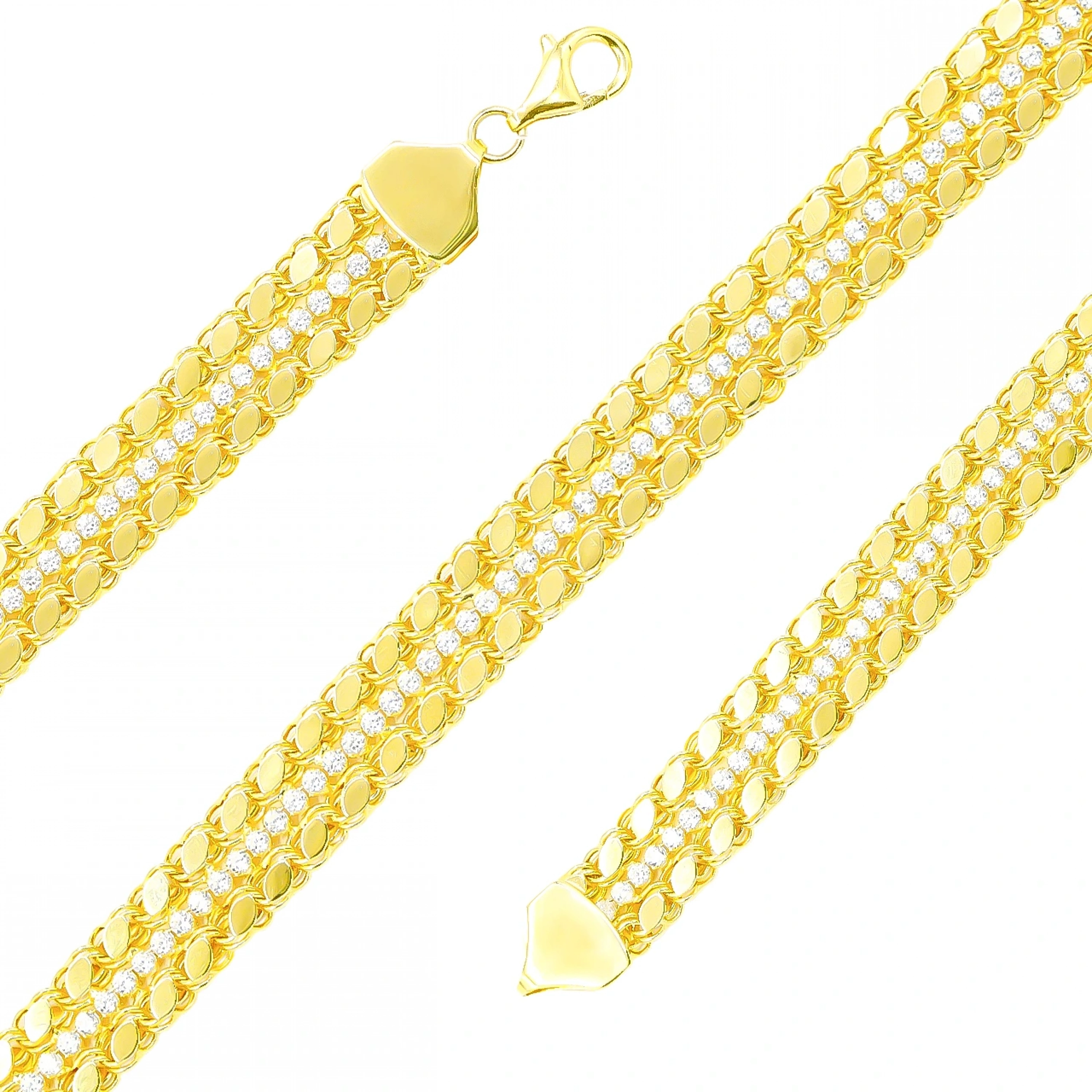 Taşlı ve Pullu 14 Ayar Altın Bileklik