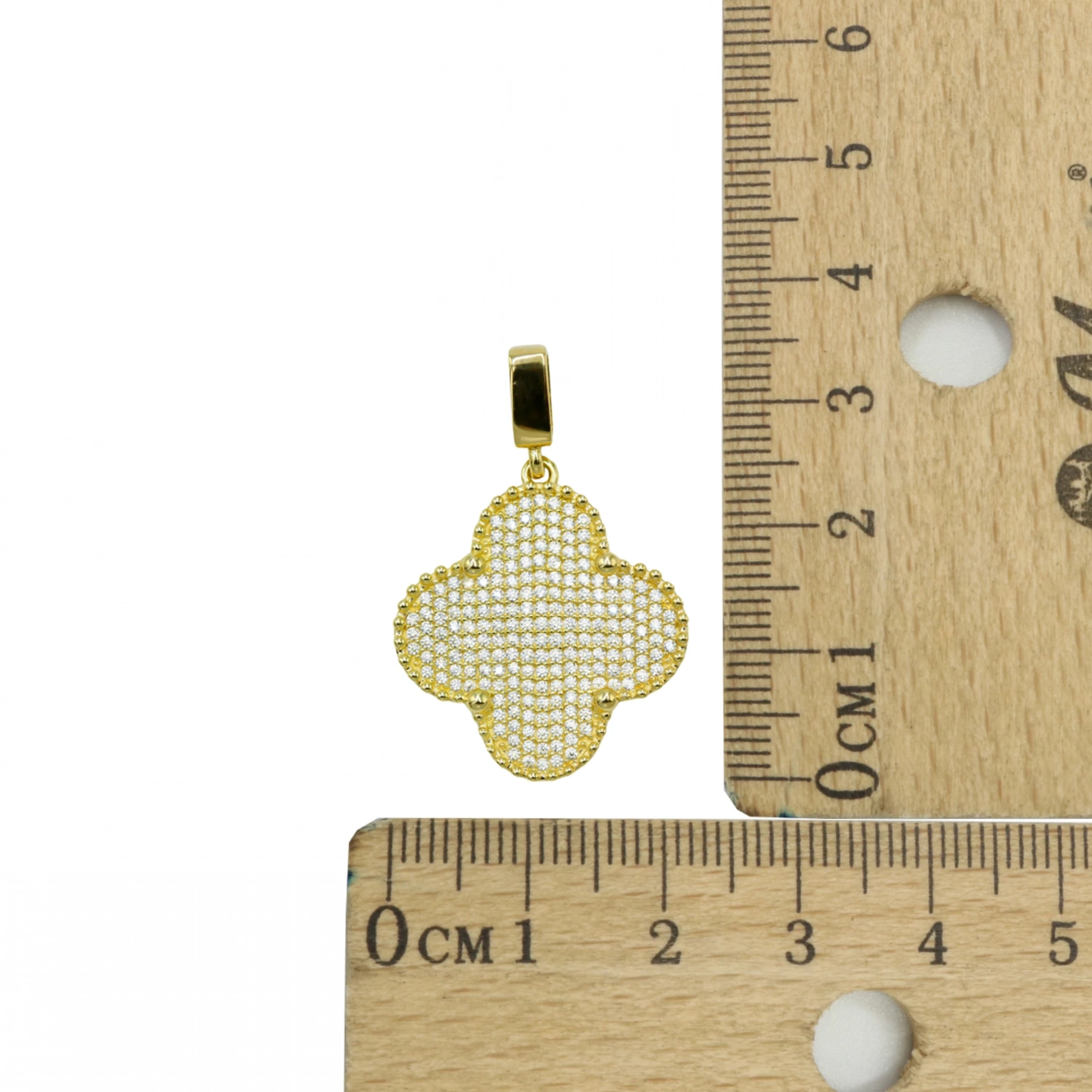 Taşlı Yonca 8 Ayar Kolye Ucu