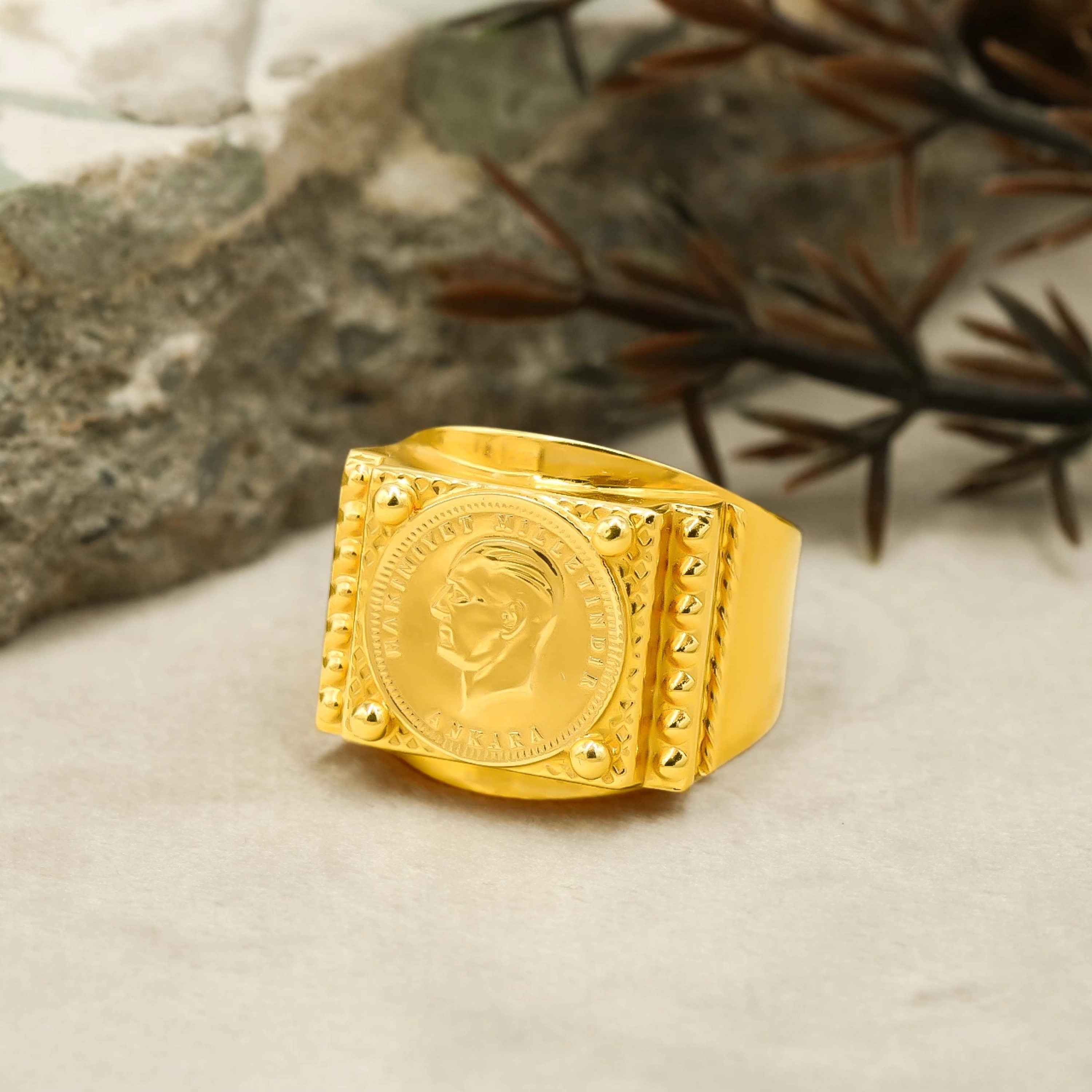 Ata Lira 22 Ayar Erkek Altın Yüzük
