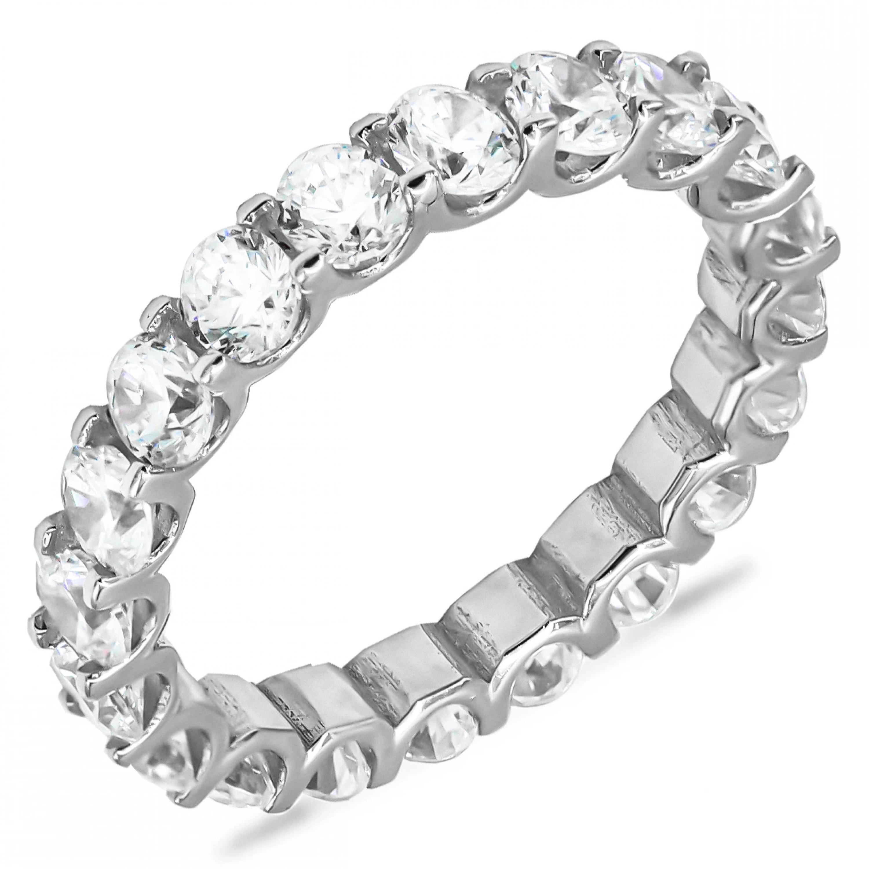 Tek Sıra Taşlı Tam tur 14 Ayar Beyaz Altın Yüzük