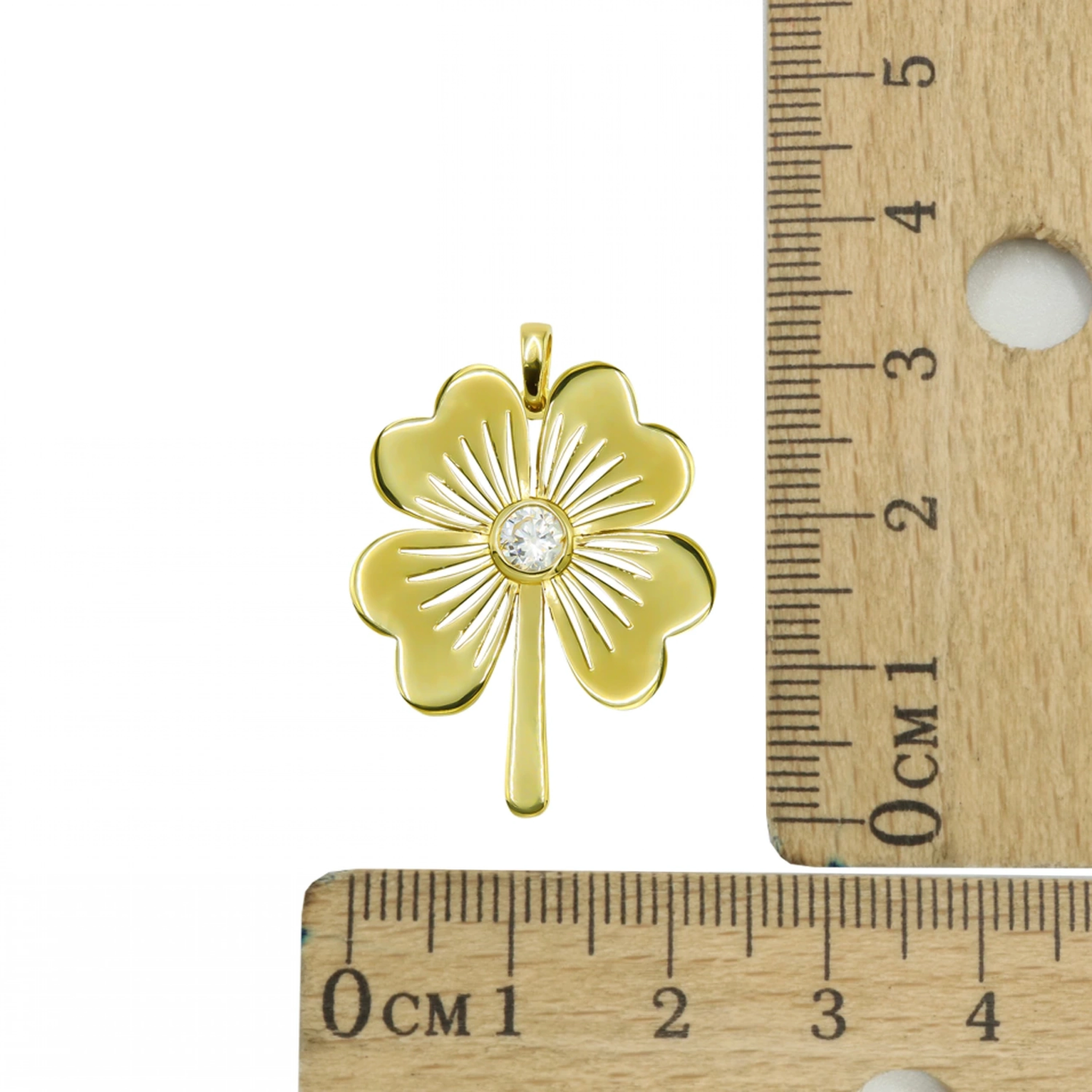 Tek Taş Yonca 14 Ayar Kolye Ucu