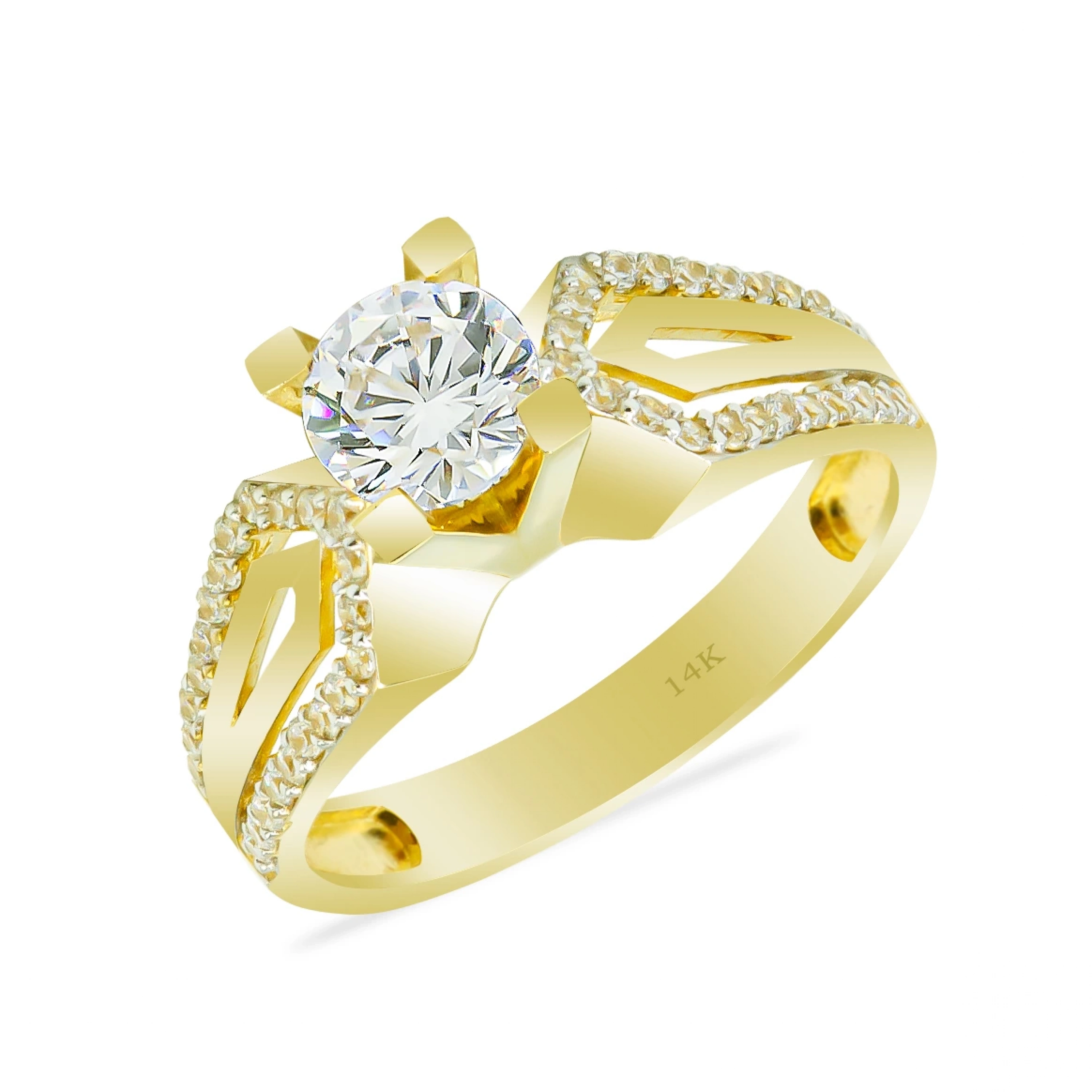 Fantezi Tektaş 14 Ayar Altın Yüzük