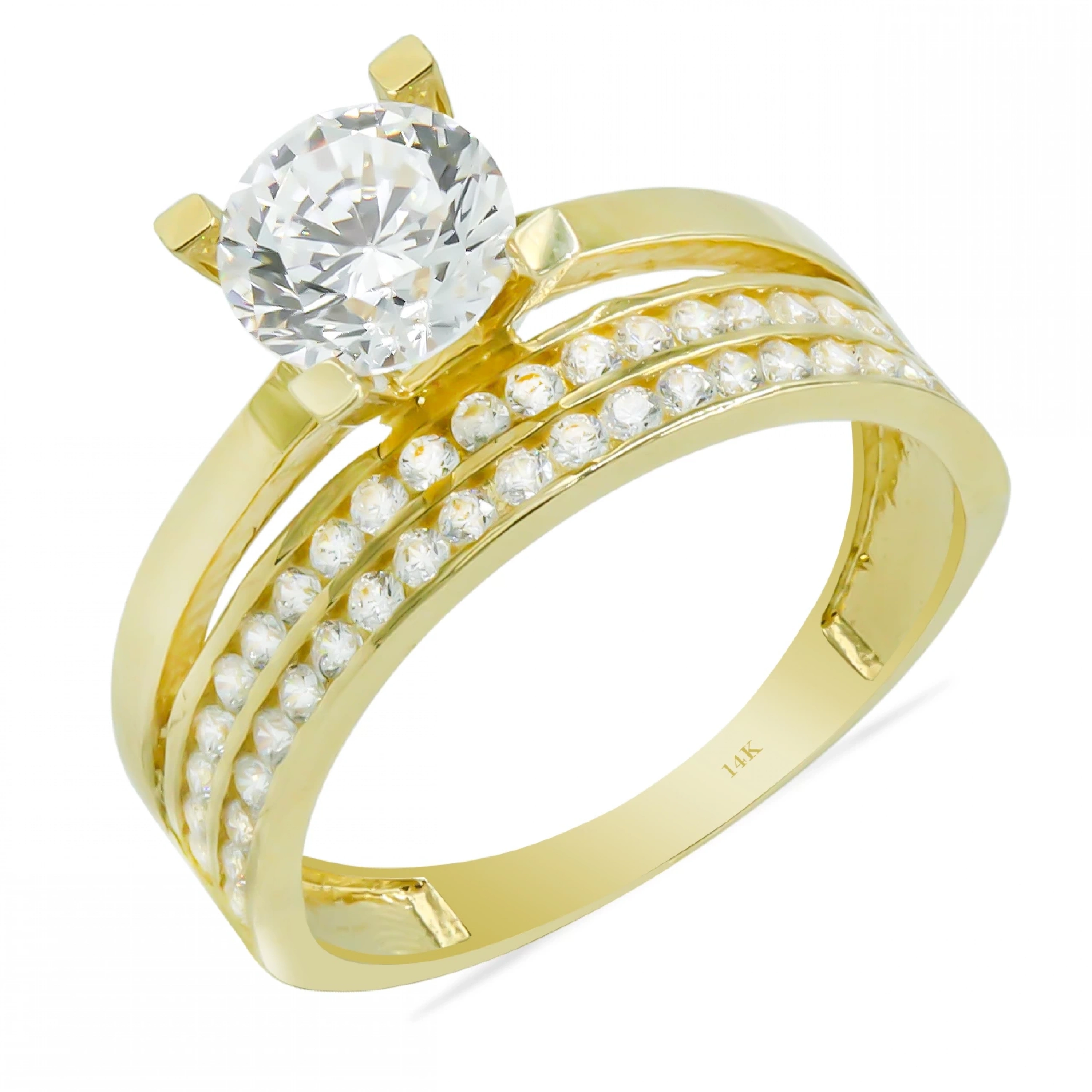 Tektaş 2 Sıra Alyanslı 14 Ayar Altın Yüzük