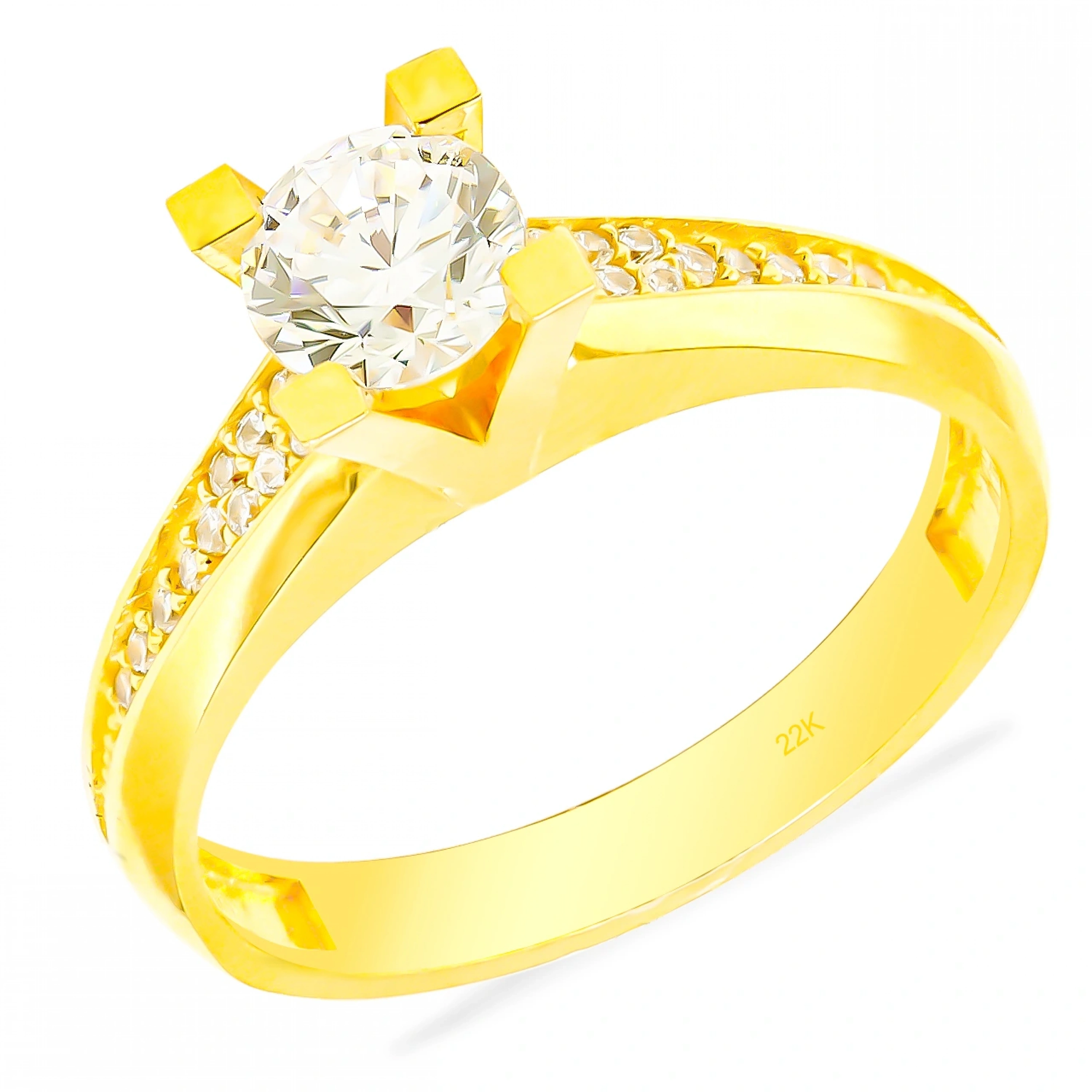 Taşlı Tektaş 22 Ayar Altın Yüzük