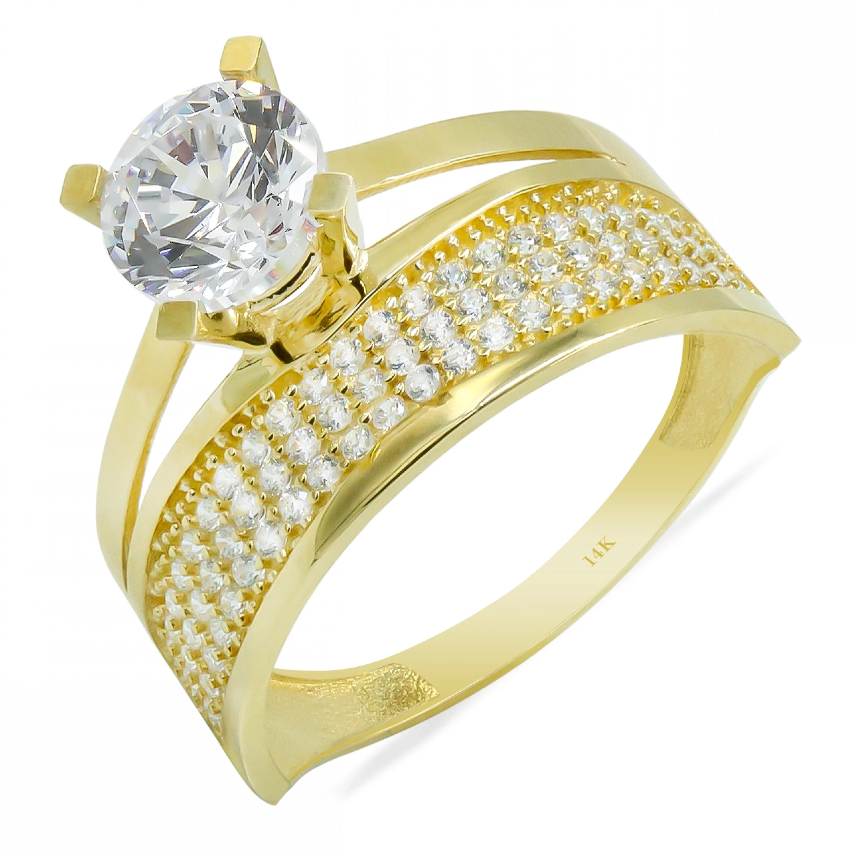 Tektaş 3 Sıra Alyanslı 14 Ayar Altın Yüzük