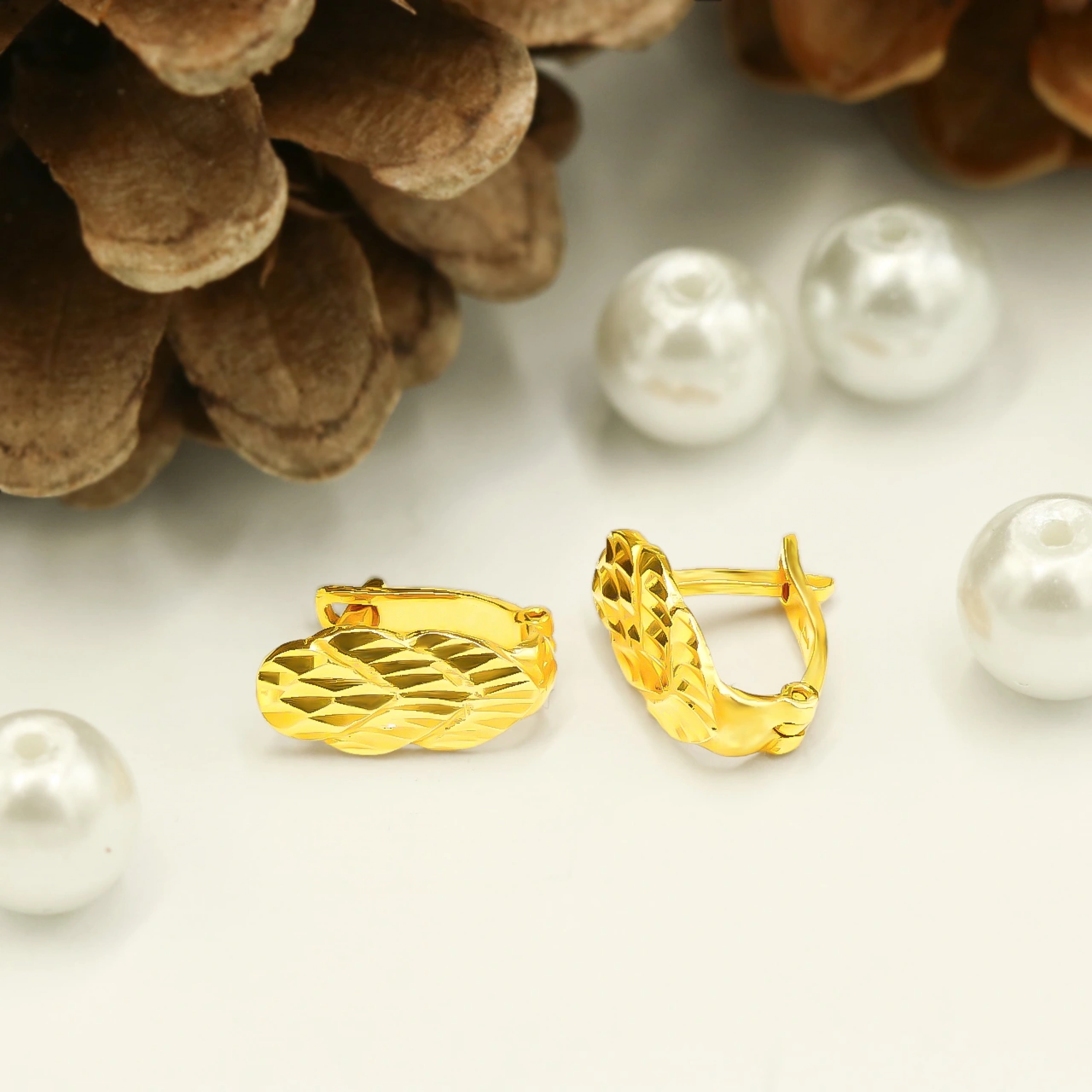 Klasik 22 Ayar Klipsli Altın Küpe