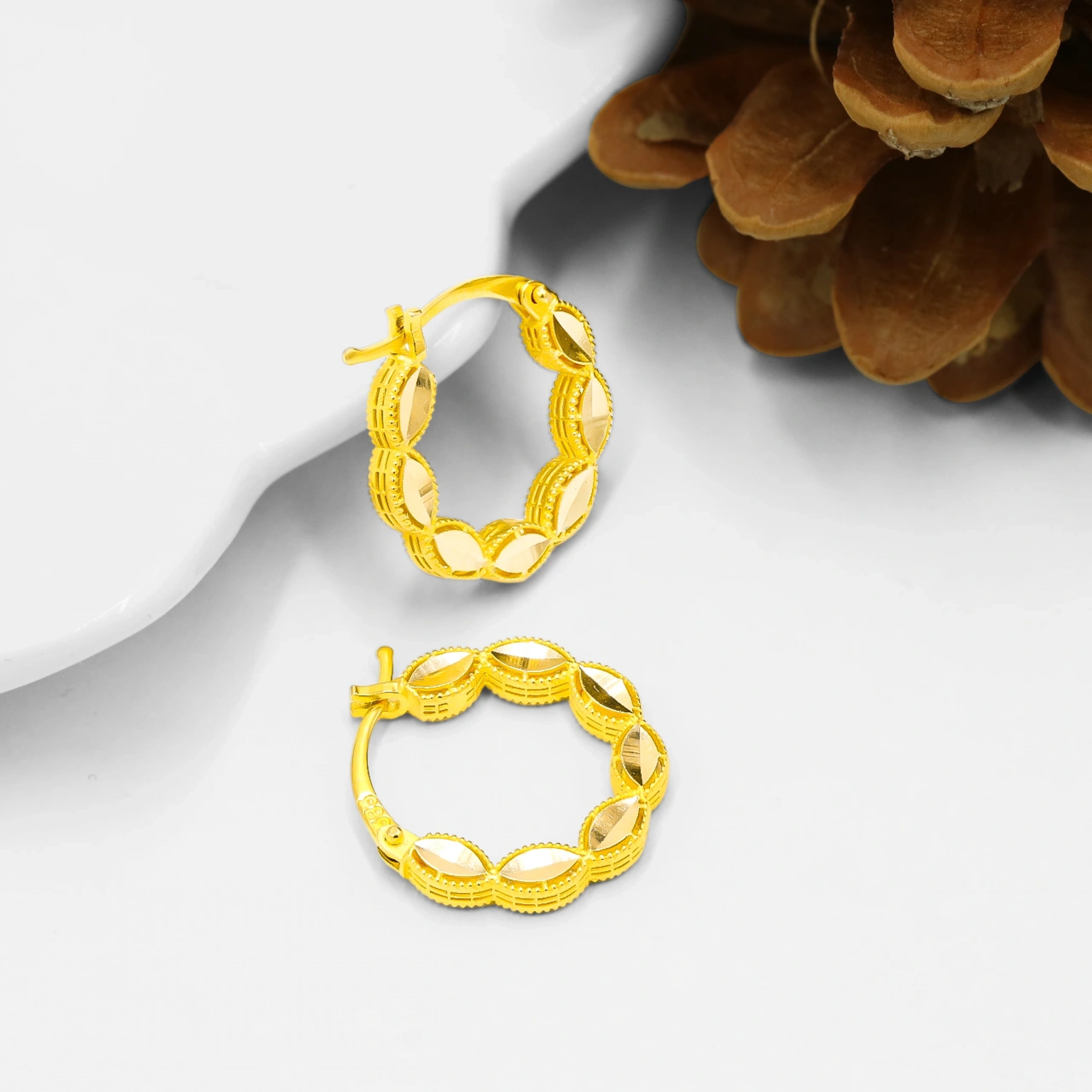 Pul Halka 14 Ayar Altın Küpe