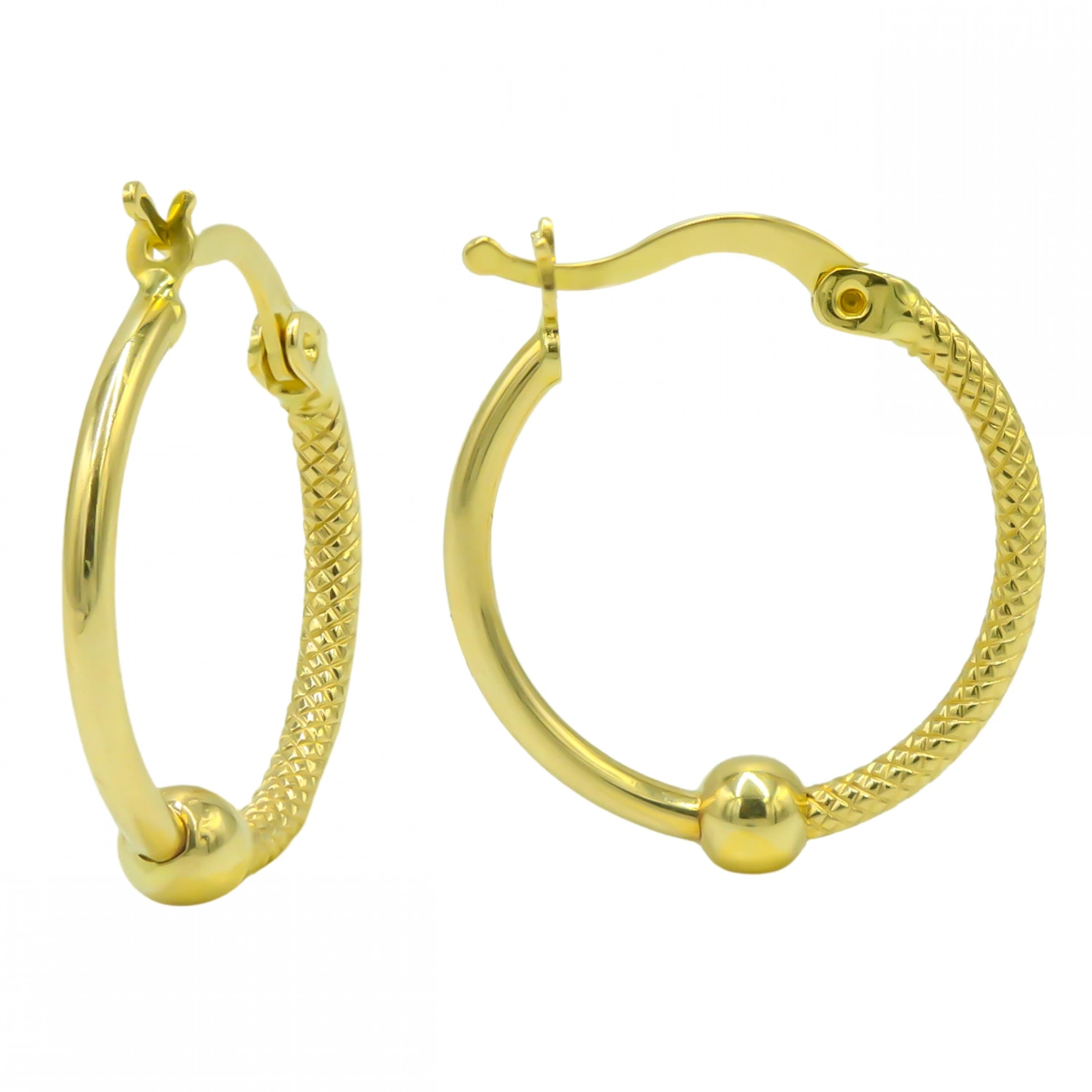 Tokalı 14 Ayar Halka Altın Küpe