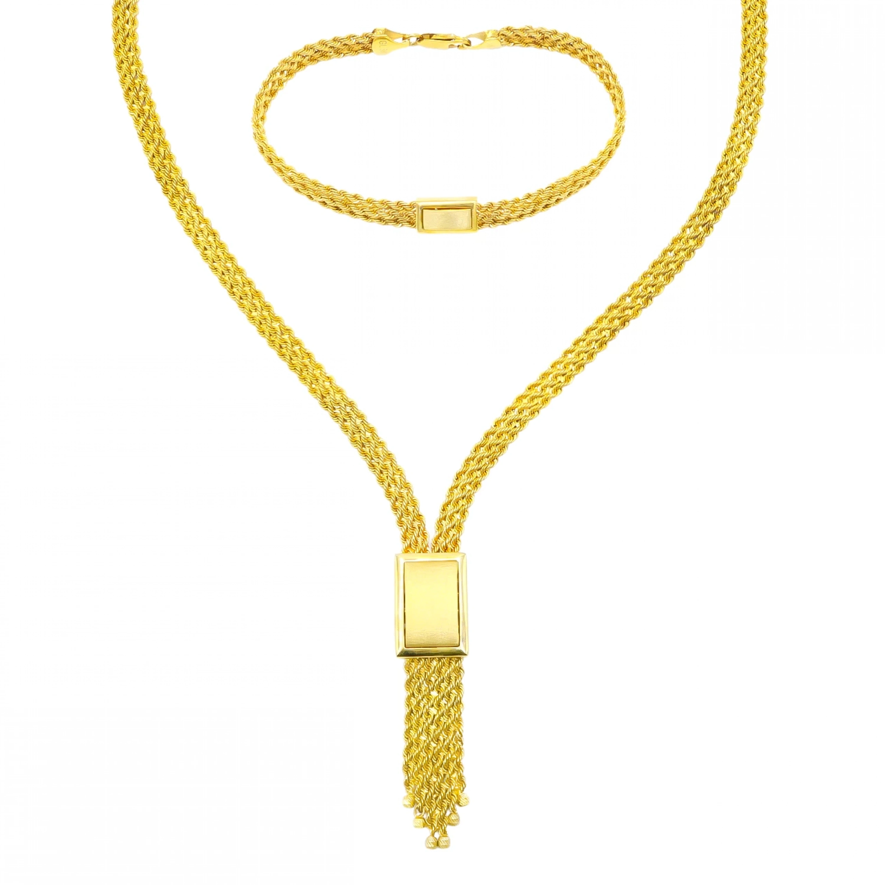 Tokalı Örgü 8 Ayar İkili Altın Set