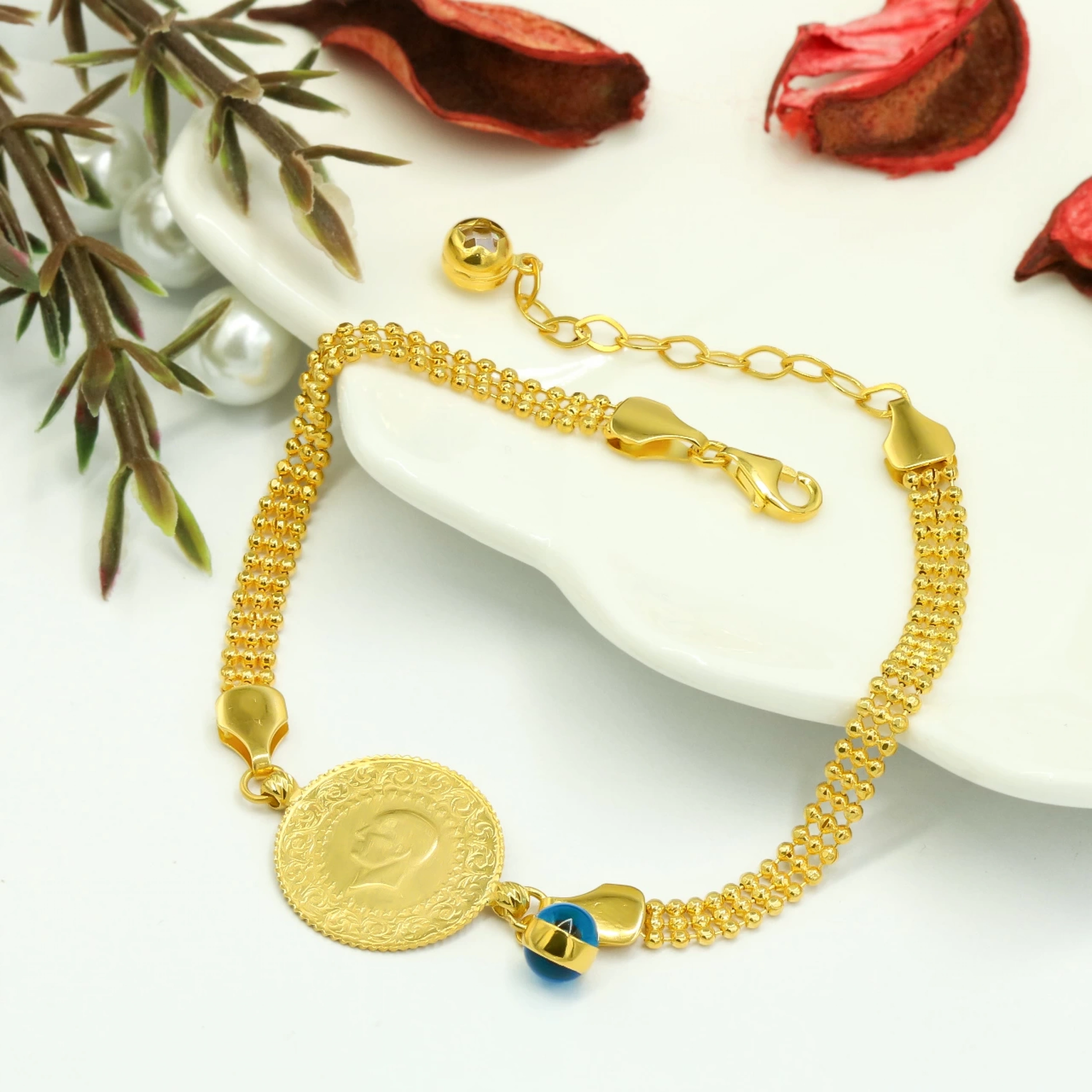 Top Sıralı 14 Ayar Çeyrekli Bileklik