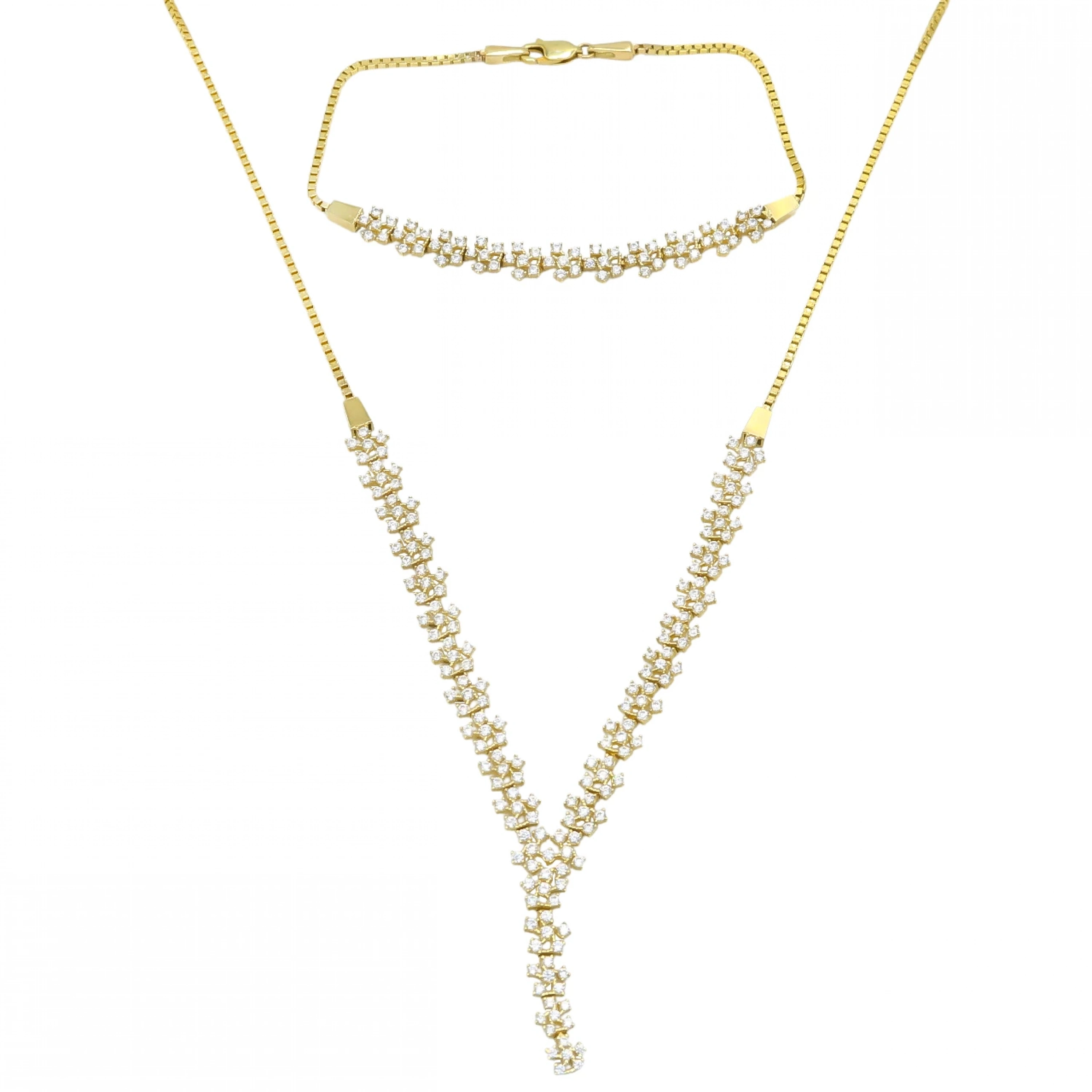 Trend Desenli 14 Ayar 2li Altın Set