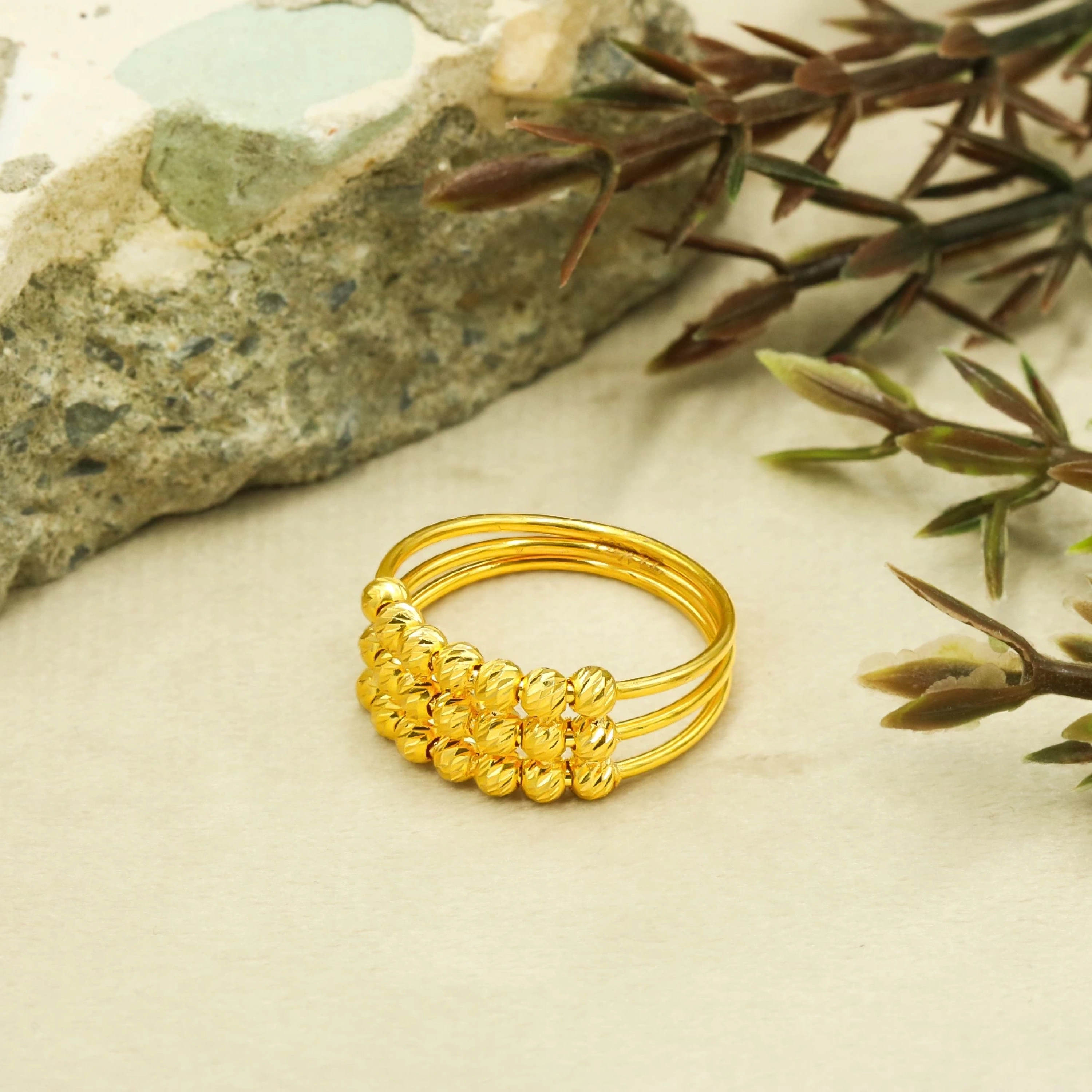 3 Sıra Dorika Kaburga 22 Ayar Altın Yüzük