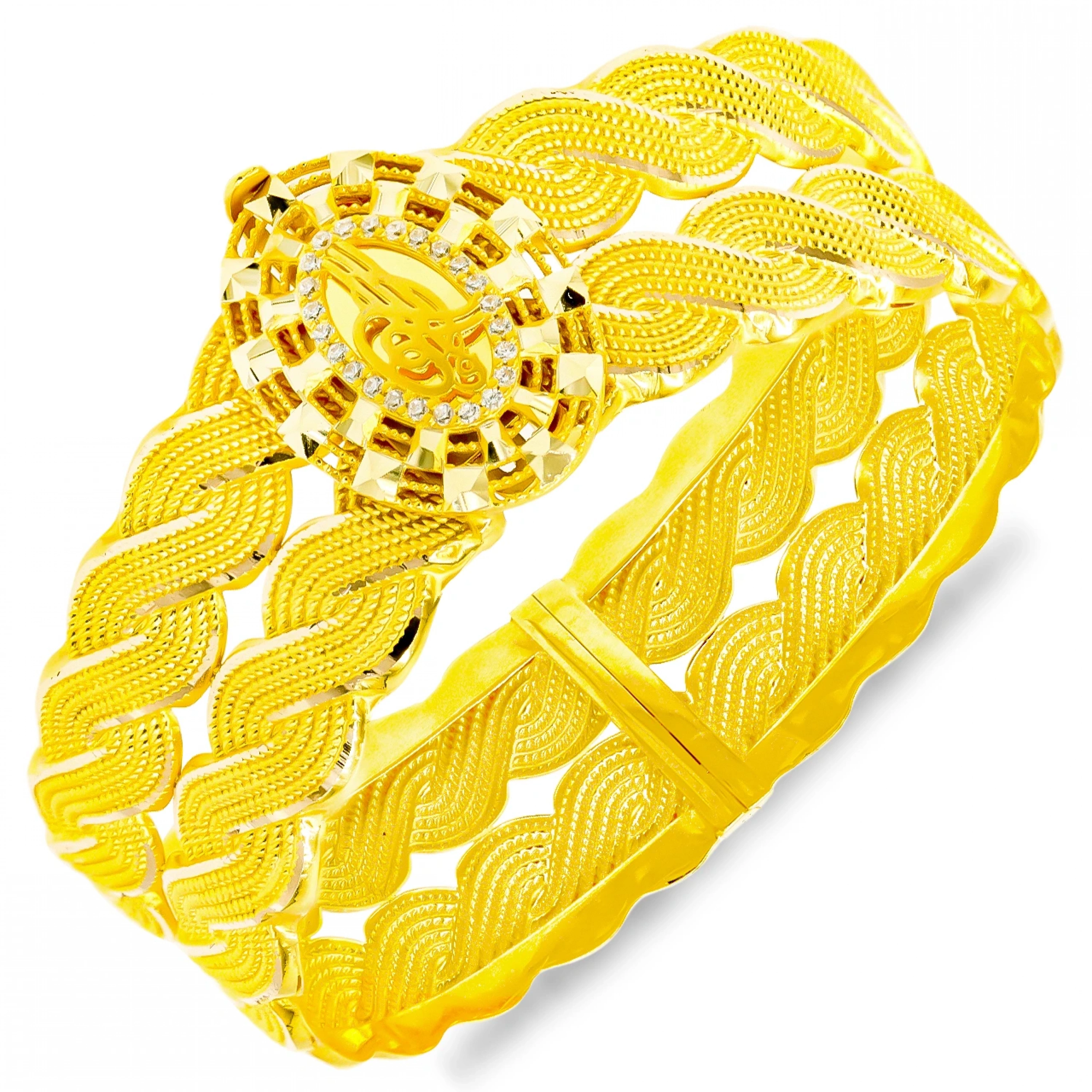 Tuğralı Örgü 14 Ayar Kelepçe Bilezik