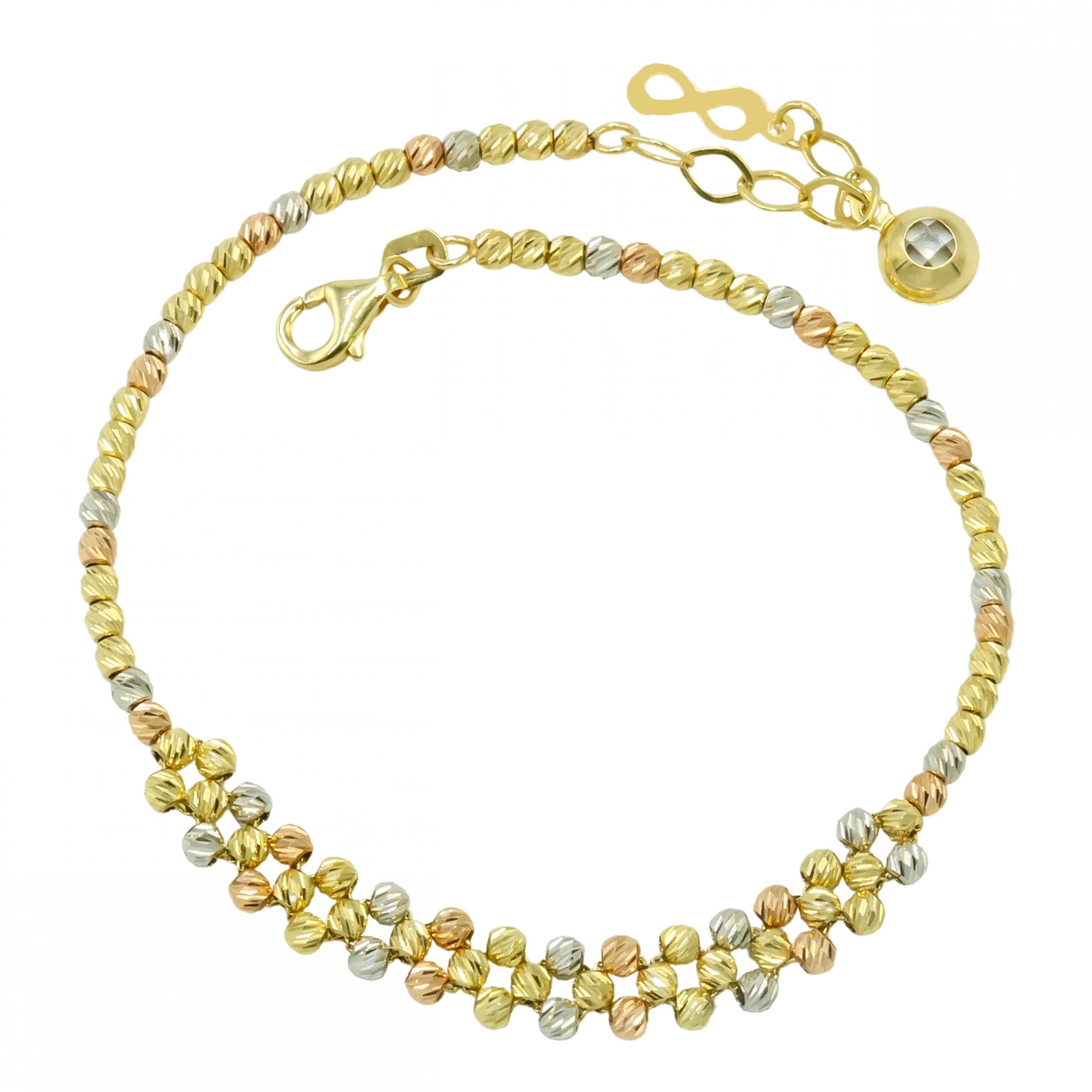 Üç Renk Dorika Zincir 14 Ayar Altın Bileklik