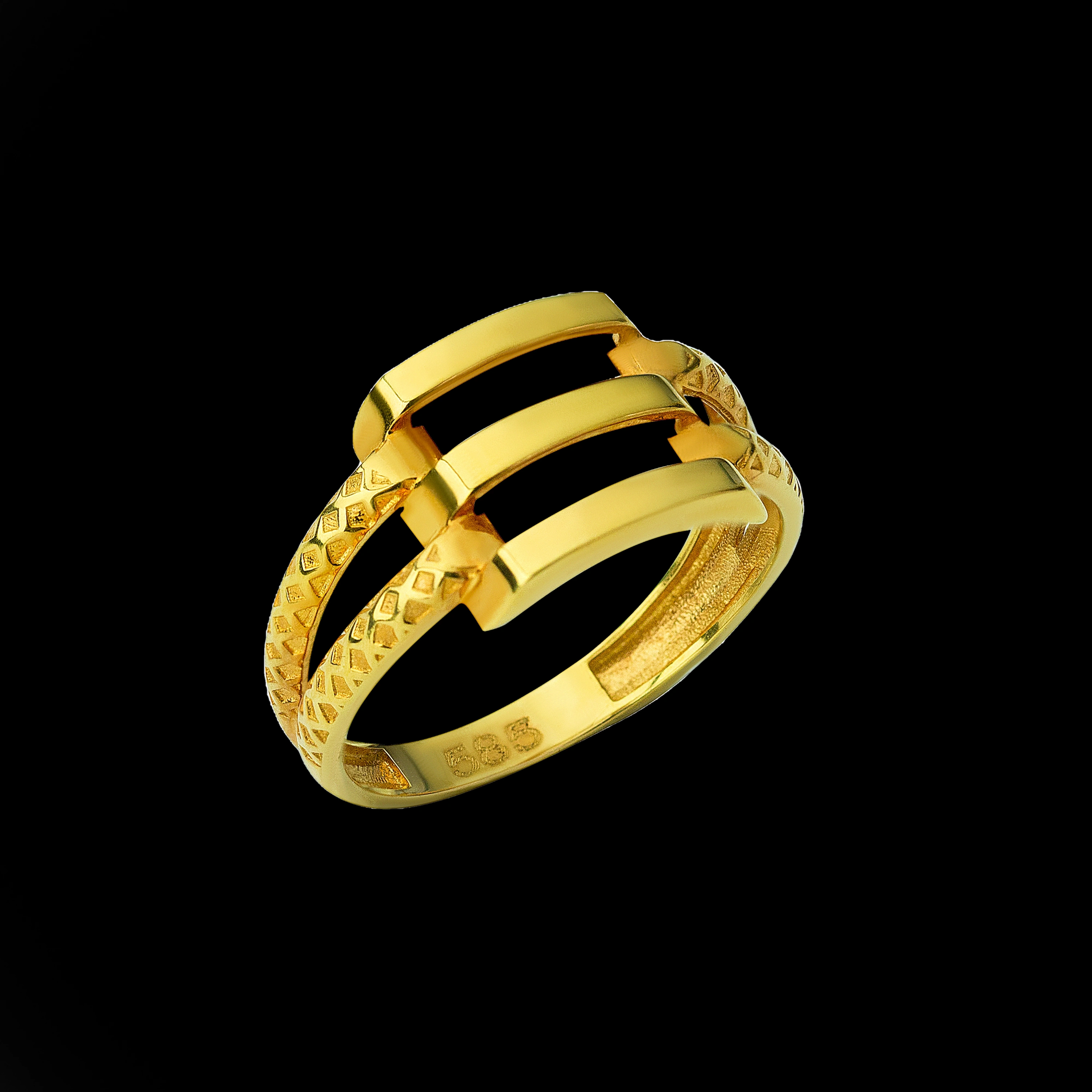 Üçlü Kaburga 14 Ayar Altın Yüzük