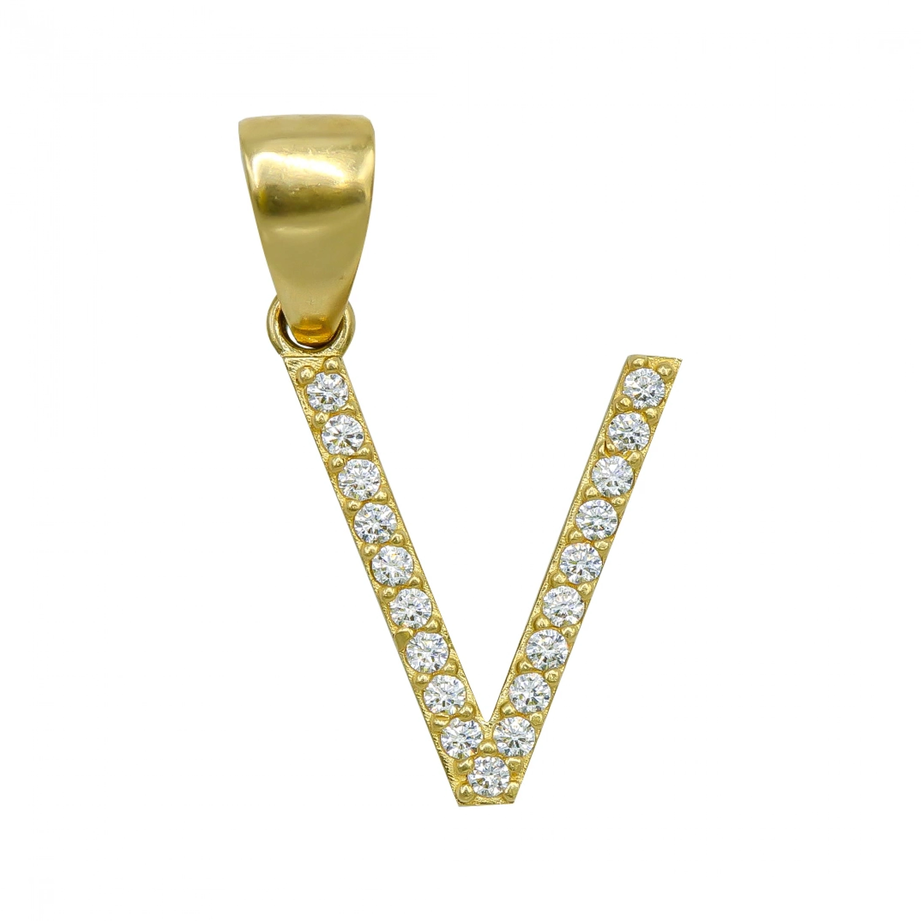 V Harfi 14 Ayar Altın Kolye Ucu