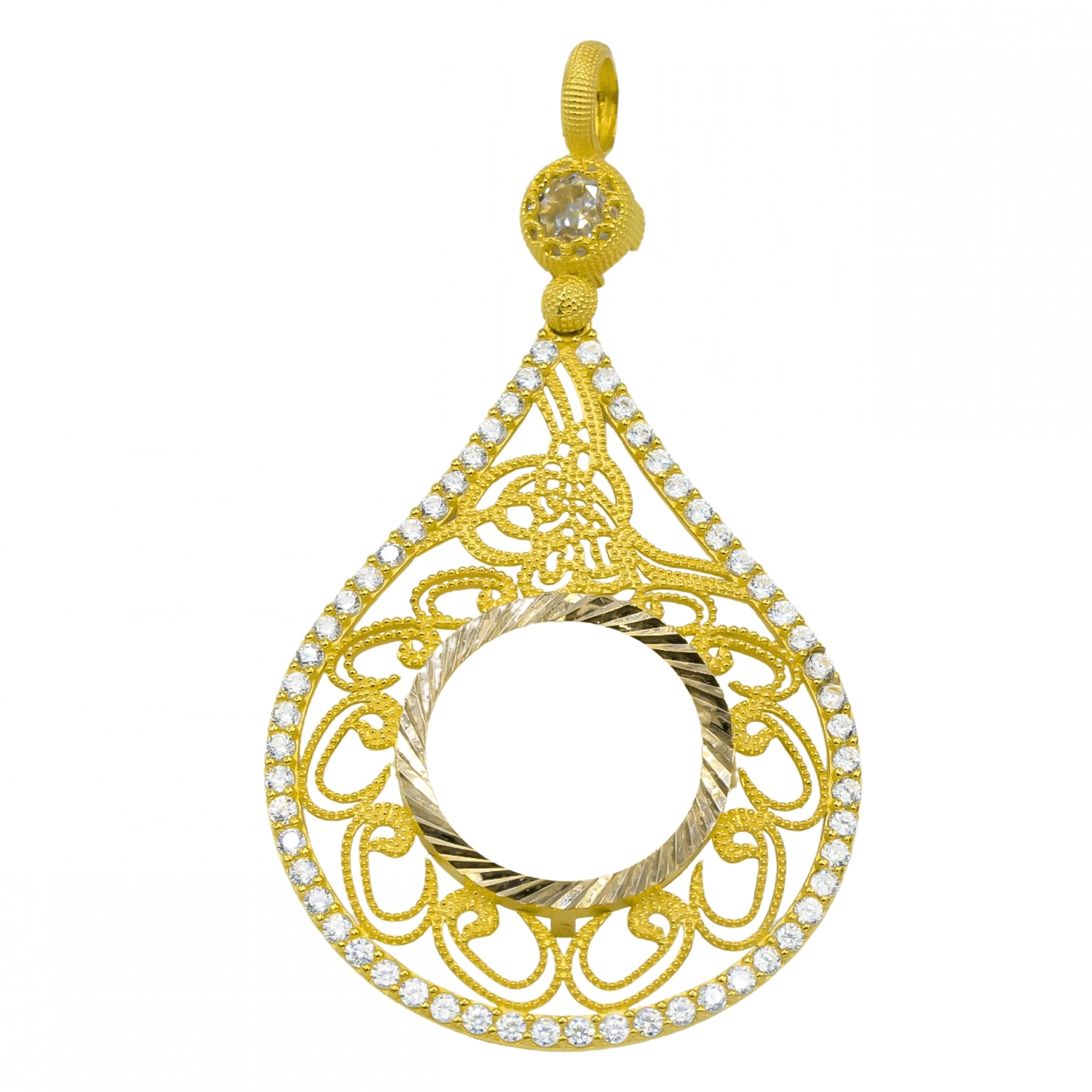 Vav Motifli 8 Ayar Çeyrek Altın Çerçeve