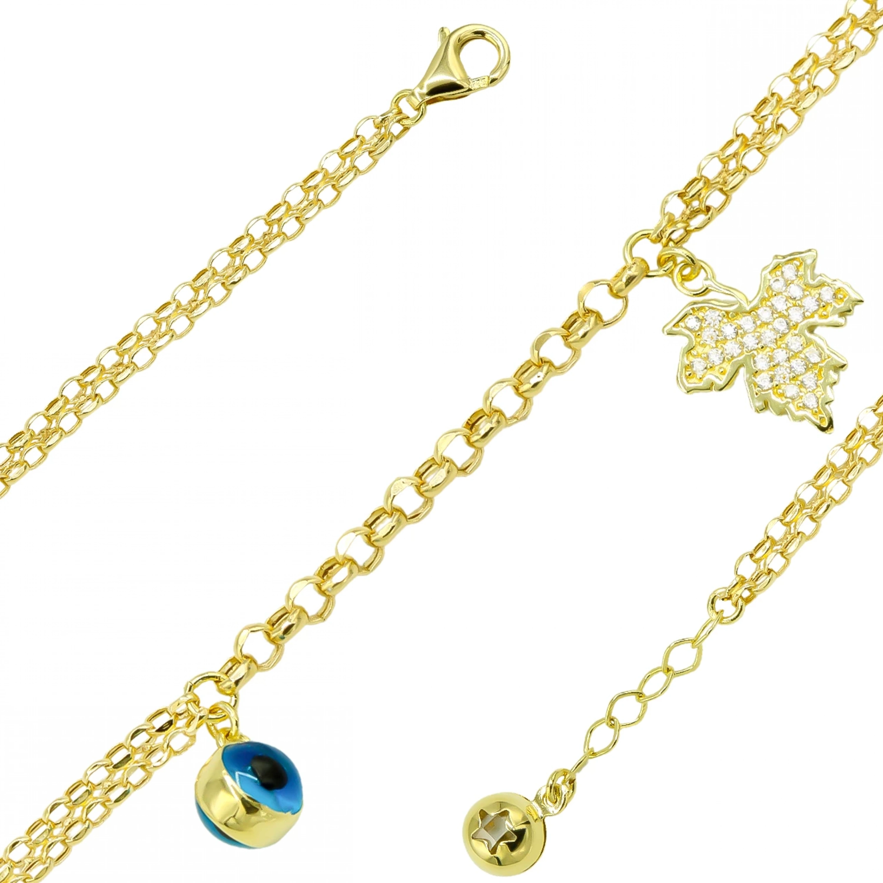 Yaprak Desenli 14 Ayar Altın Bileklik