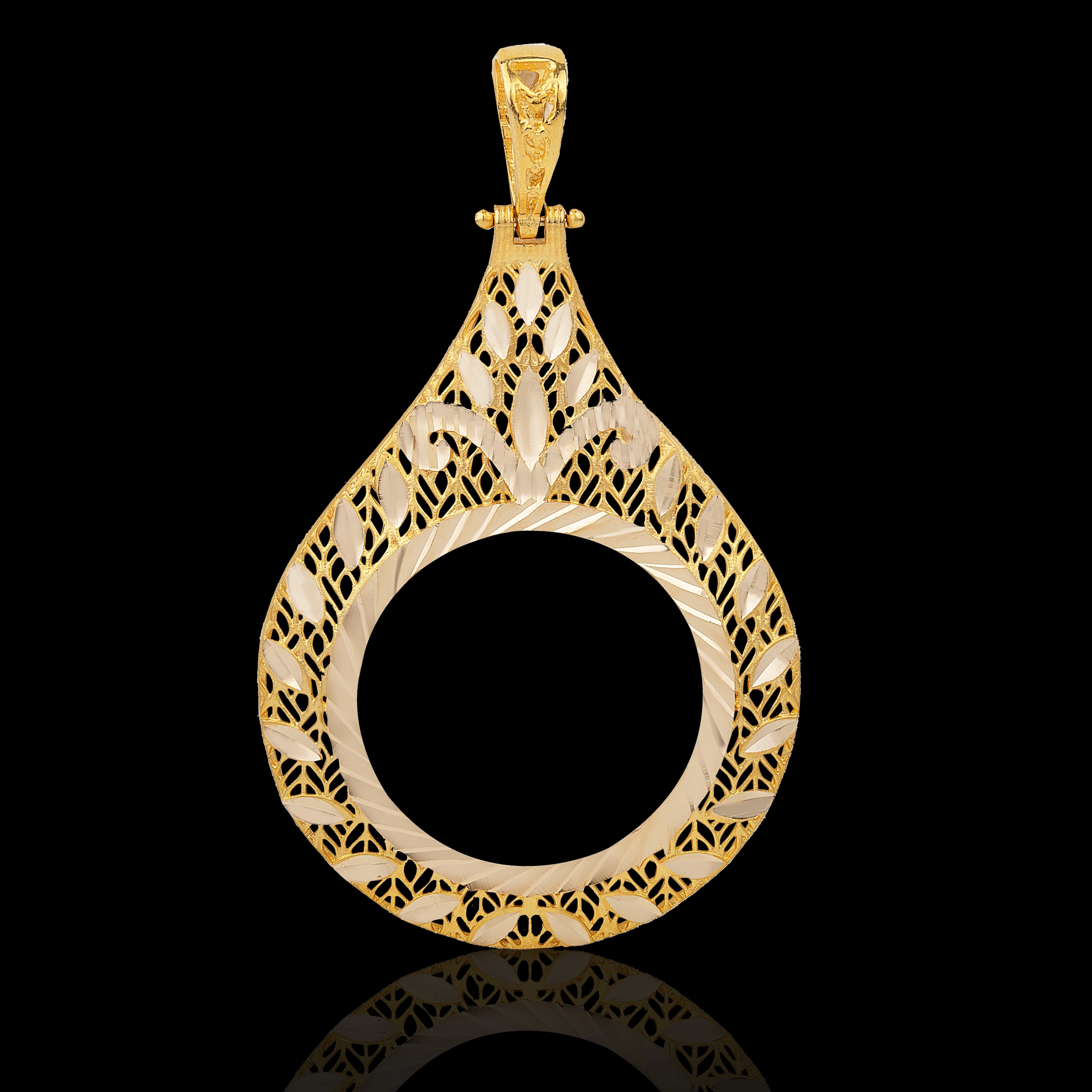 Yaprak Desenli 14 Ayar Yarım Altın Çerçeve