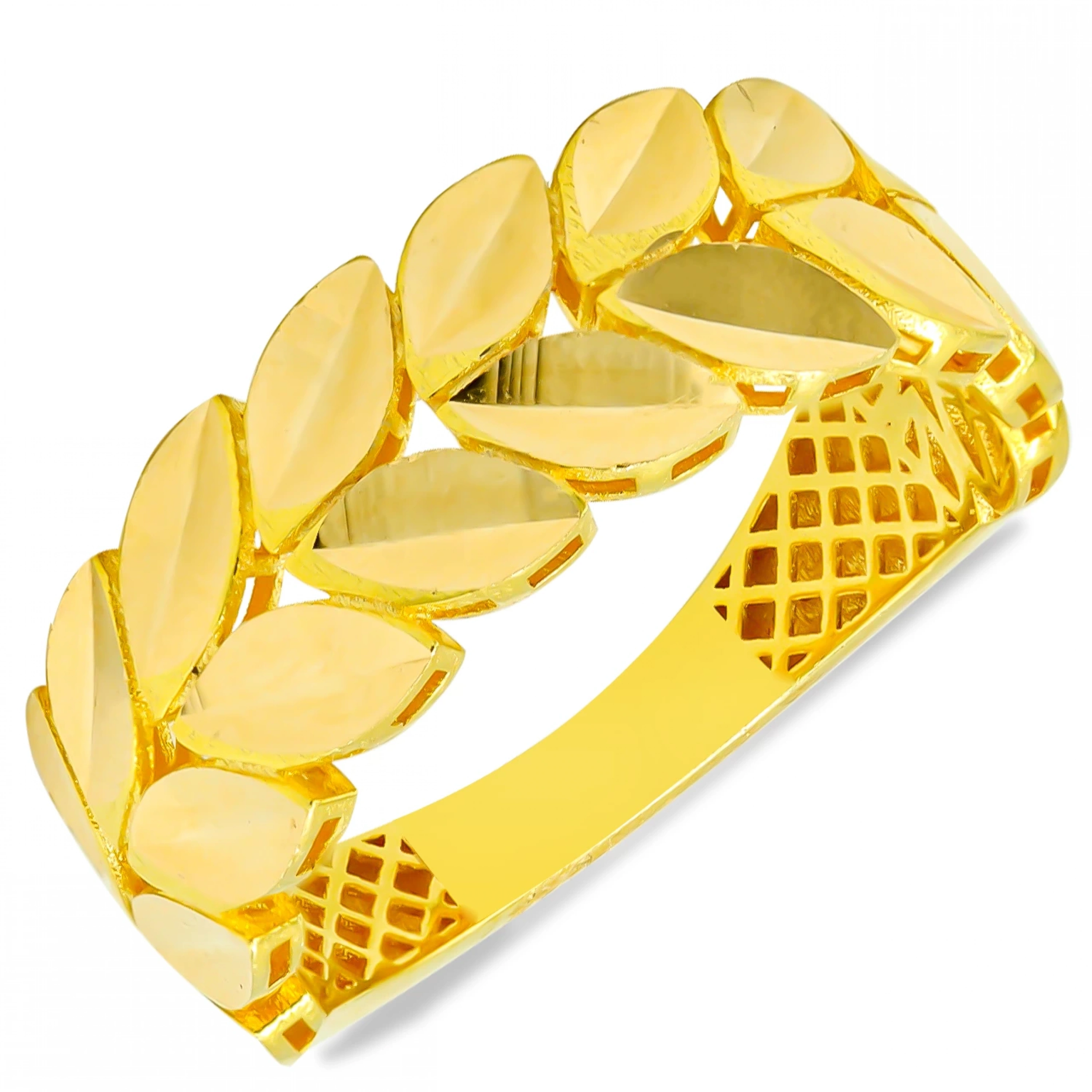 Yaprak Desenli 22 Ayar Altın Yüzük