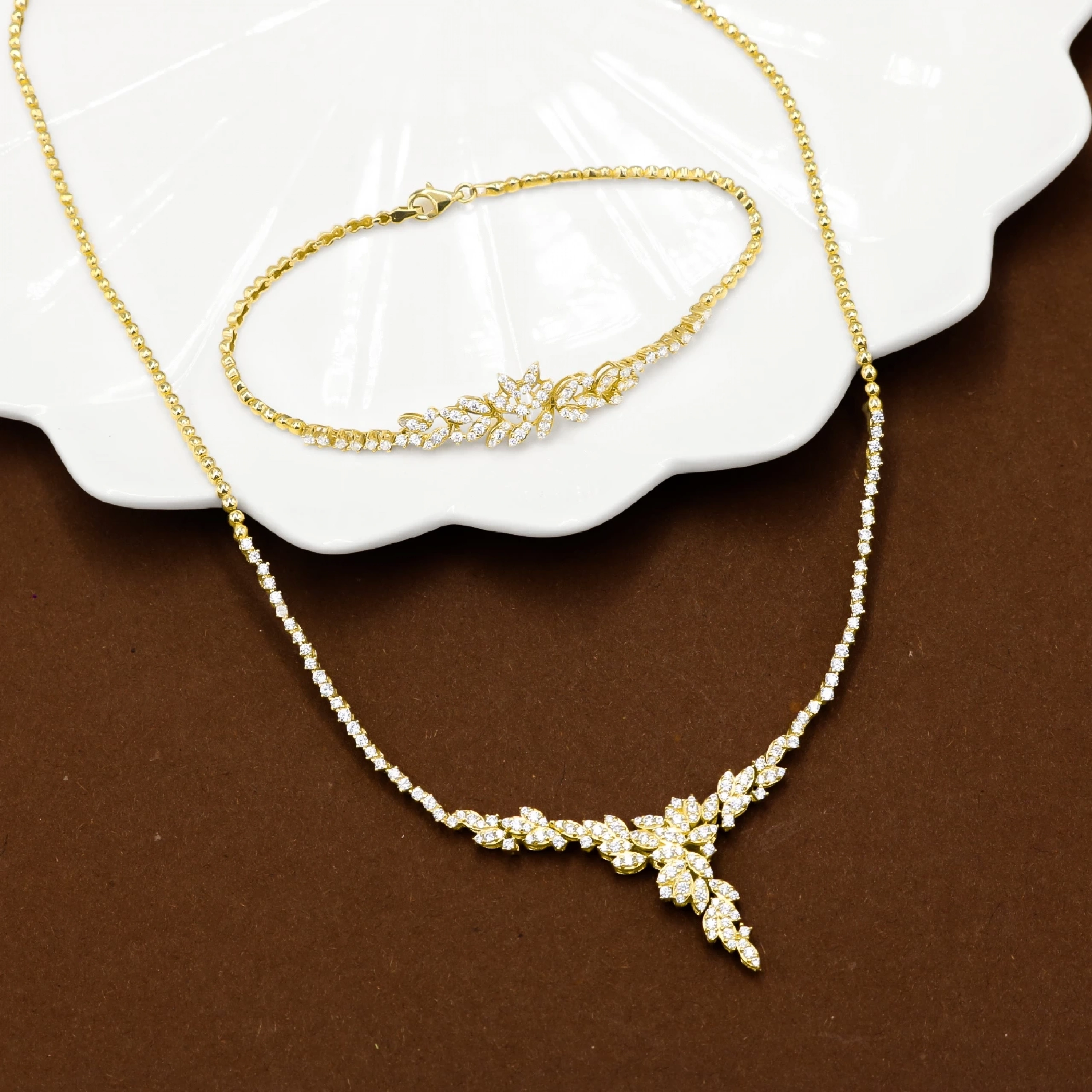 Yaprak Model 14 Ayar Altın Set