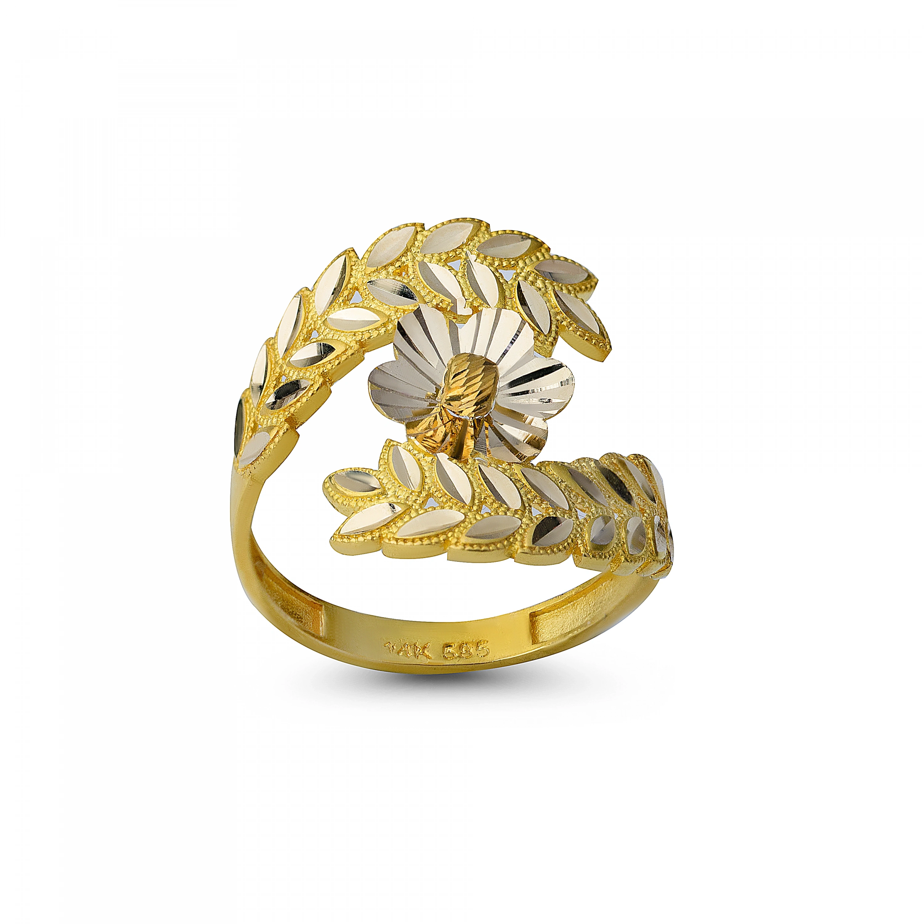 Yaprak Motifli 14 Ayar Altın Yüzük