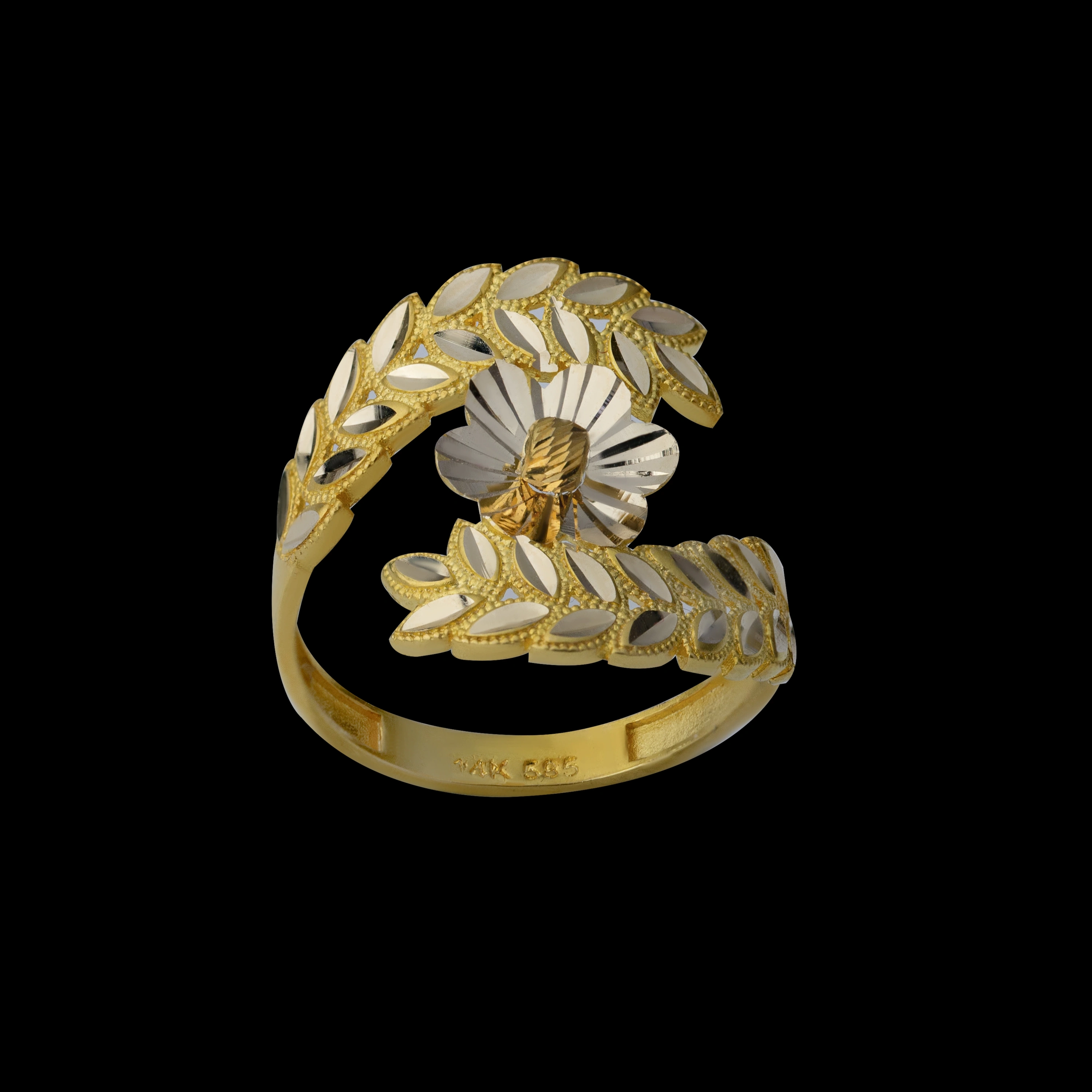 Yaprak Motifli 14 Ayar Altın Yüzük