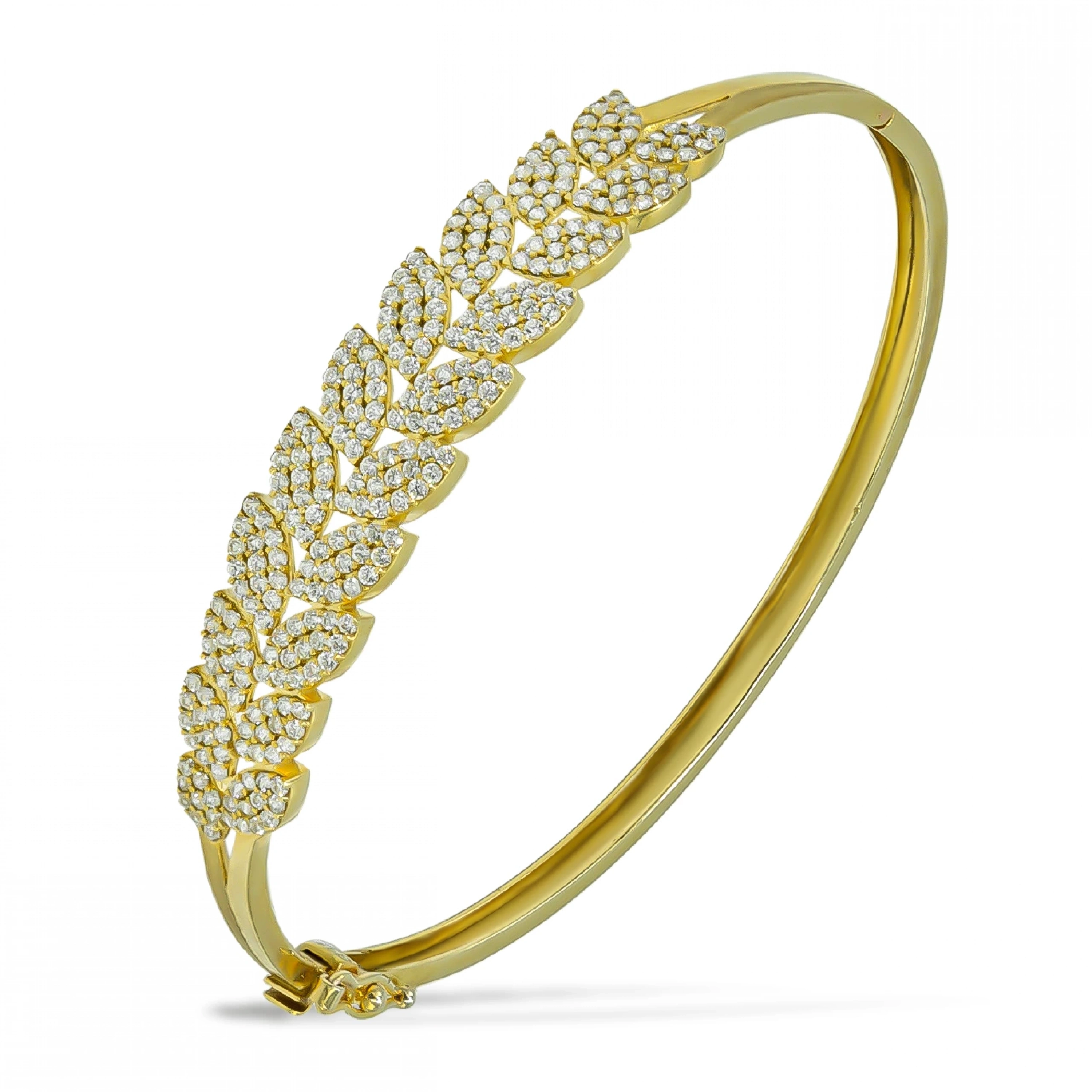 Yaprak Motifli 8 Ayar Kelepçe Bilezik