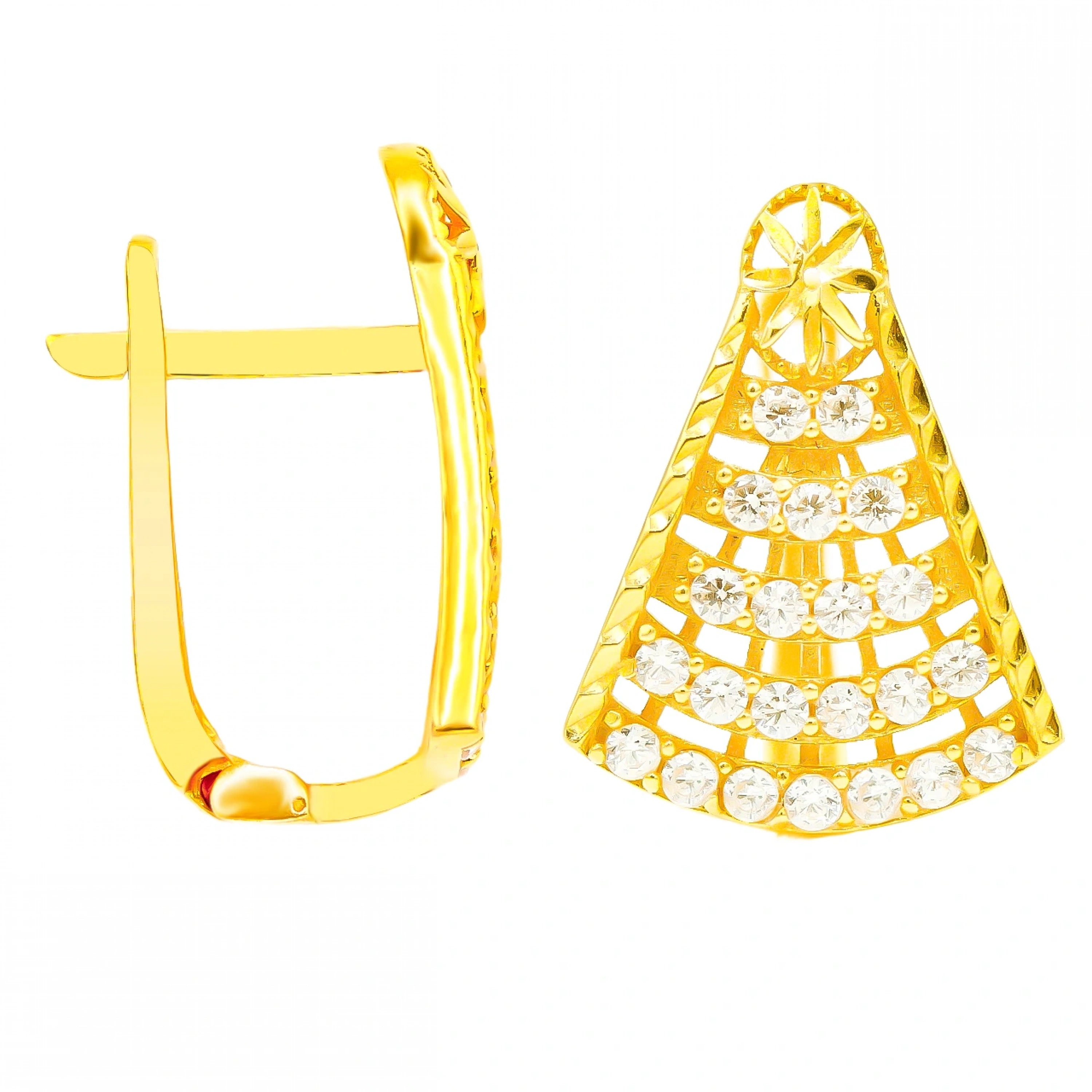 Yelpaze 22 Ayar Klipsli Altın Küpe