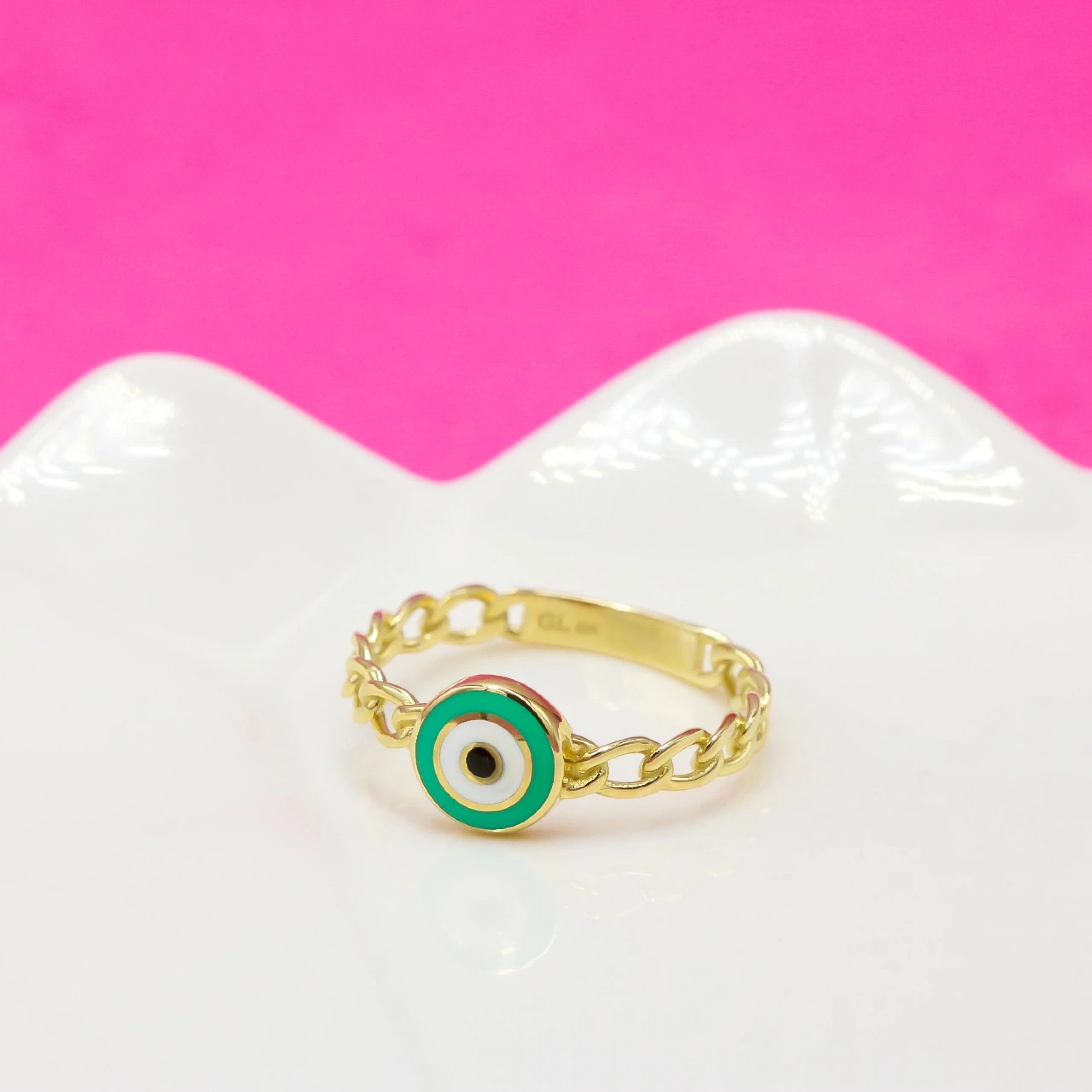 Yeşil Gözlü Gurmet 14 Ayar Altın Yüzük