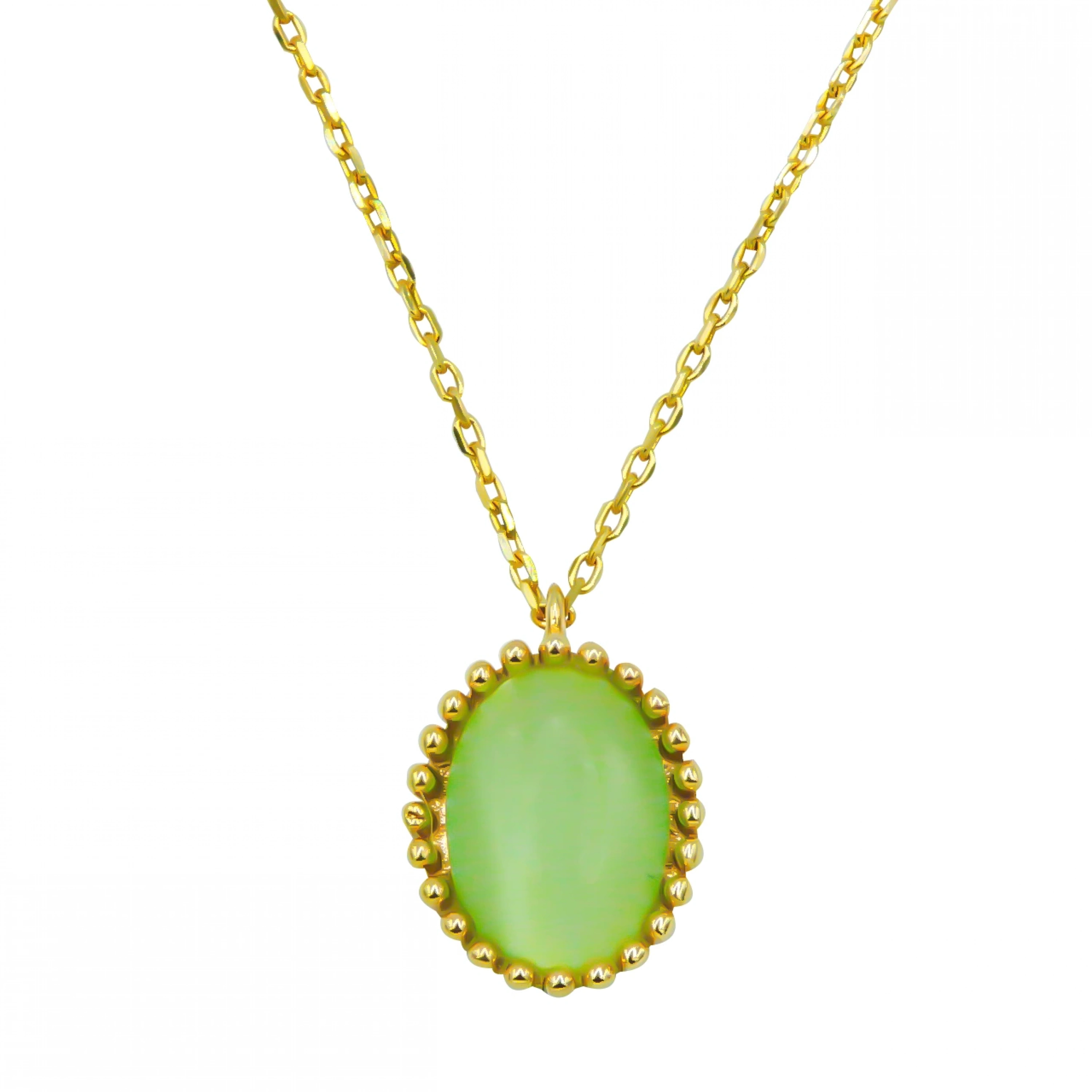 Yeşil Taşlı Kafes 8 Ayar Altın Kolye