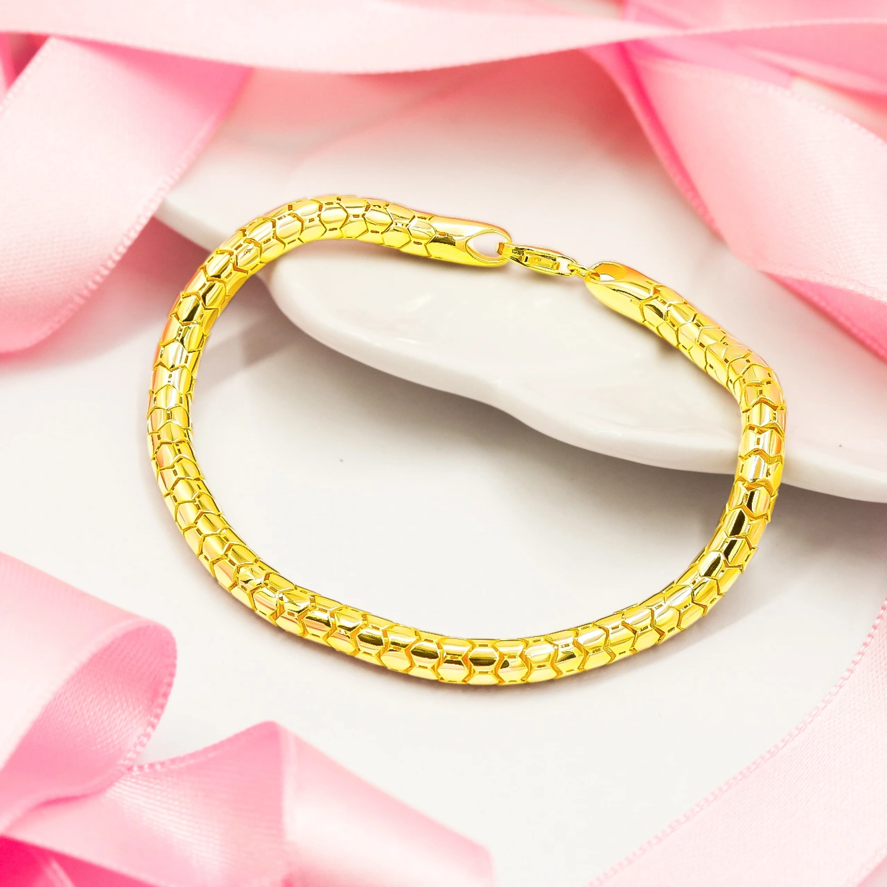 Yılan Derisi 14 Ayar Altın Bileklik