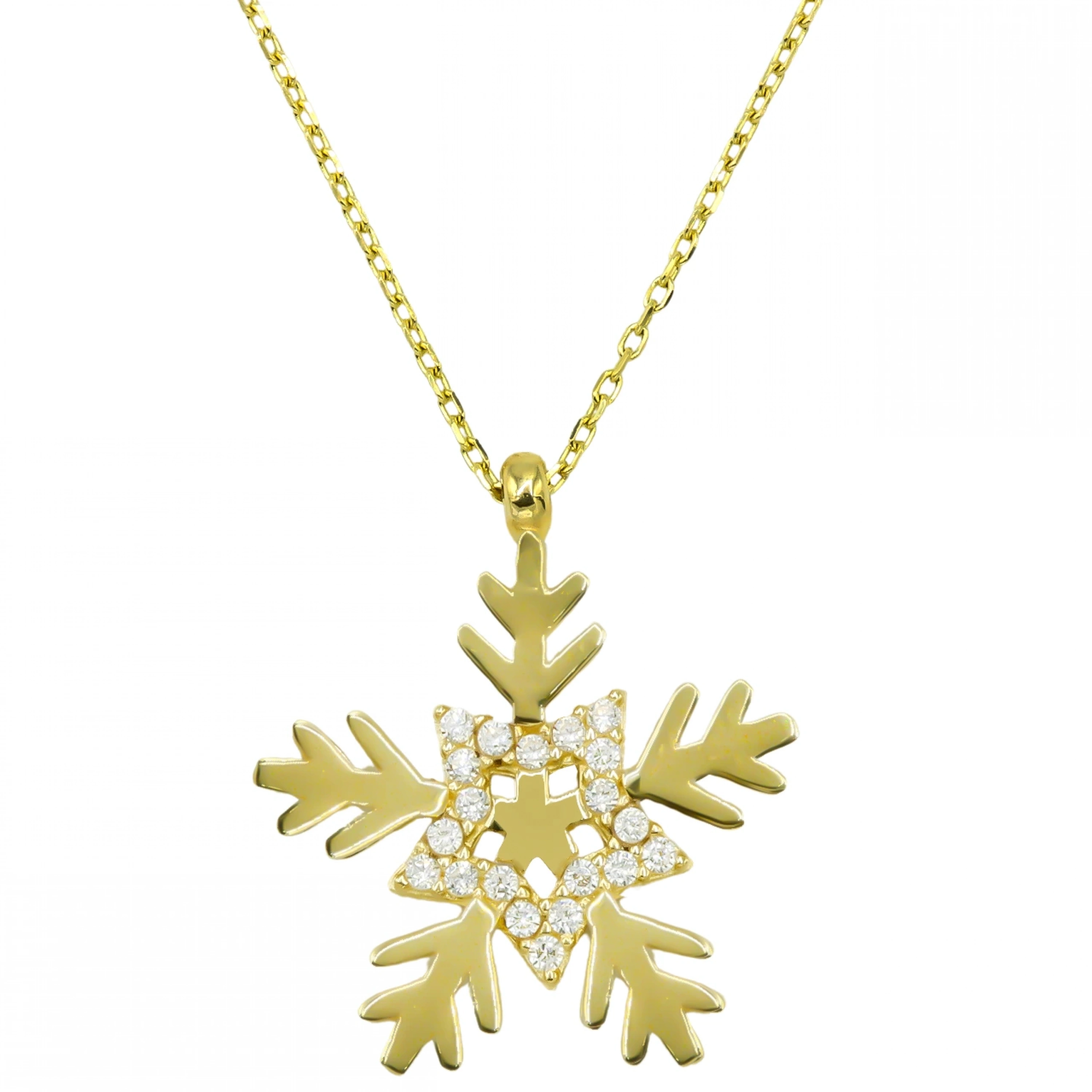 Yıldız Kar Tanesi 14 Ayar Altın Kolye
