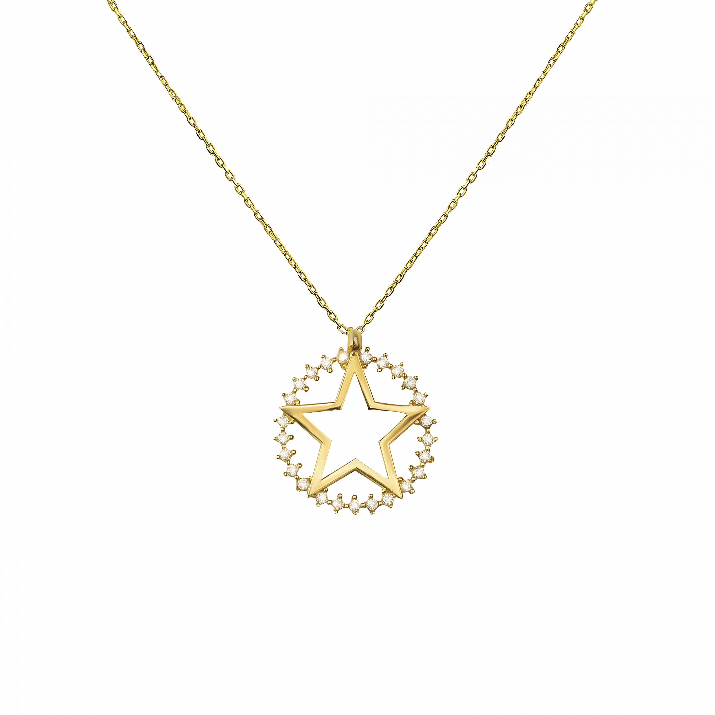 Yıldız Taşlı 14 Ayar Altın Kolye